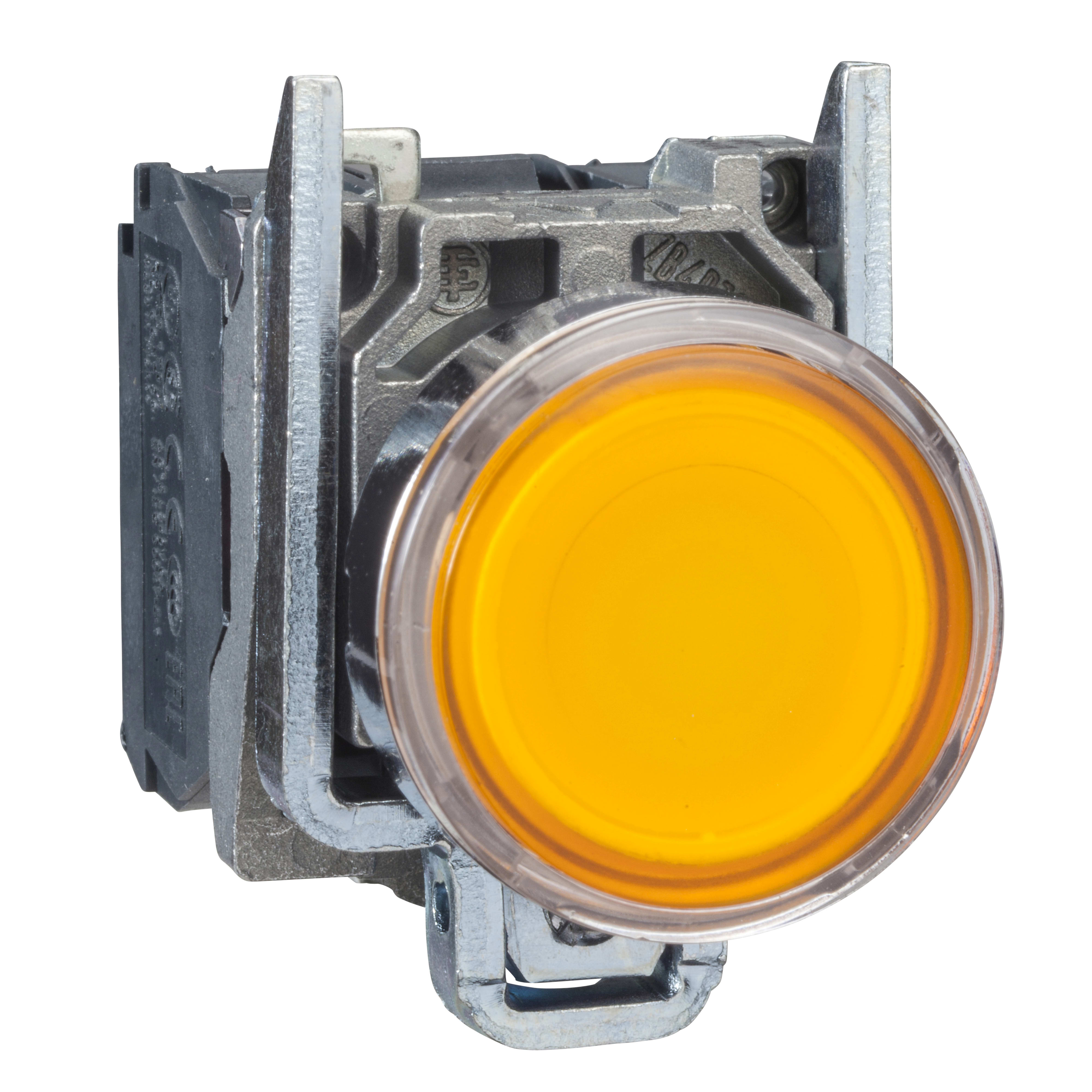 SCHNEIDER ELECTRIC - Pulsante luminoso giallo diametro 22 - filoghiera ad impulso - 250V - 1NO+1NC