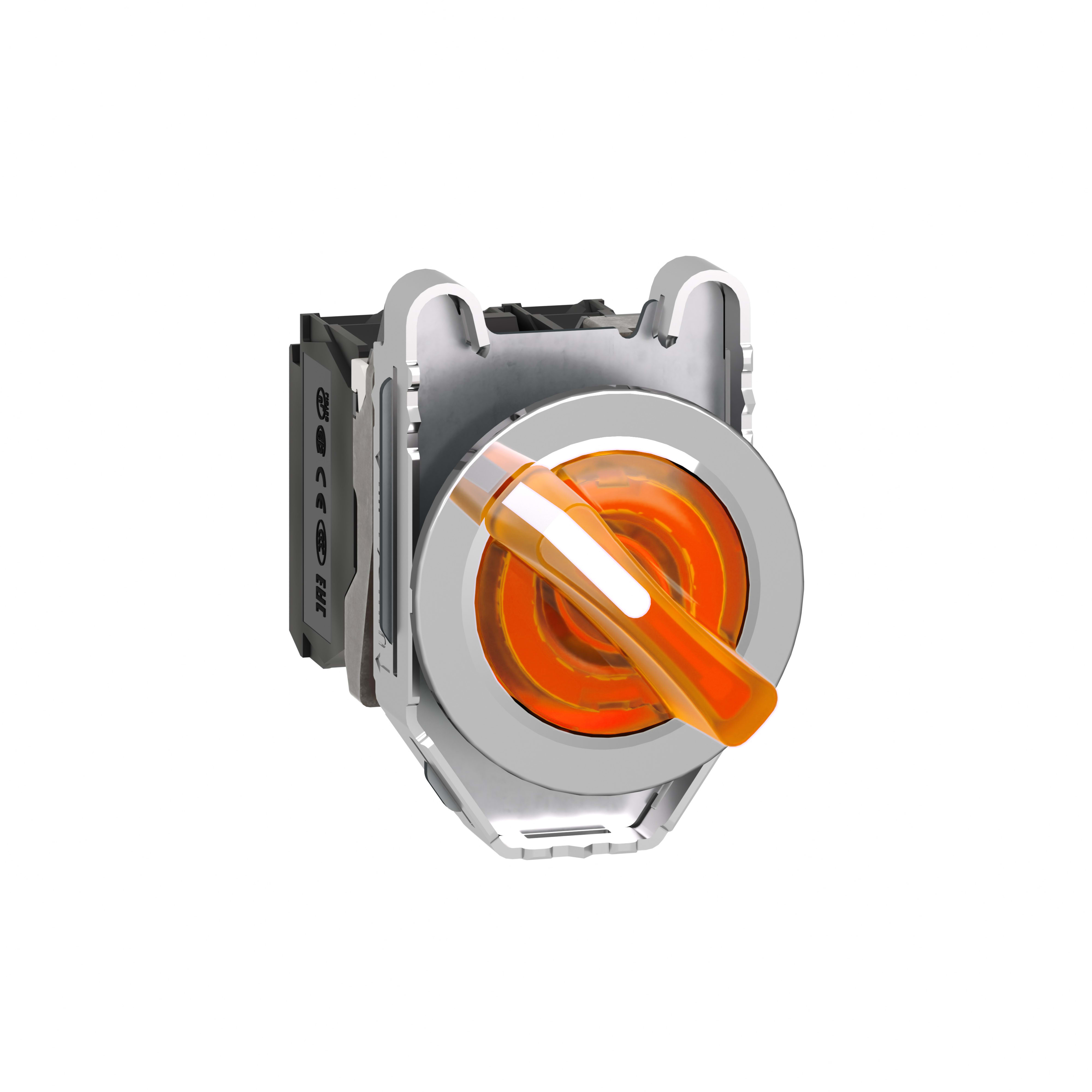 SCHNEIDER ELECTRIC - Selettore luminoso arancione filopannello 2 posizioni fisse 230VAC 1NO+1NC- LED universale- diametro 30