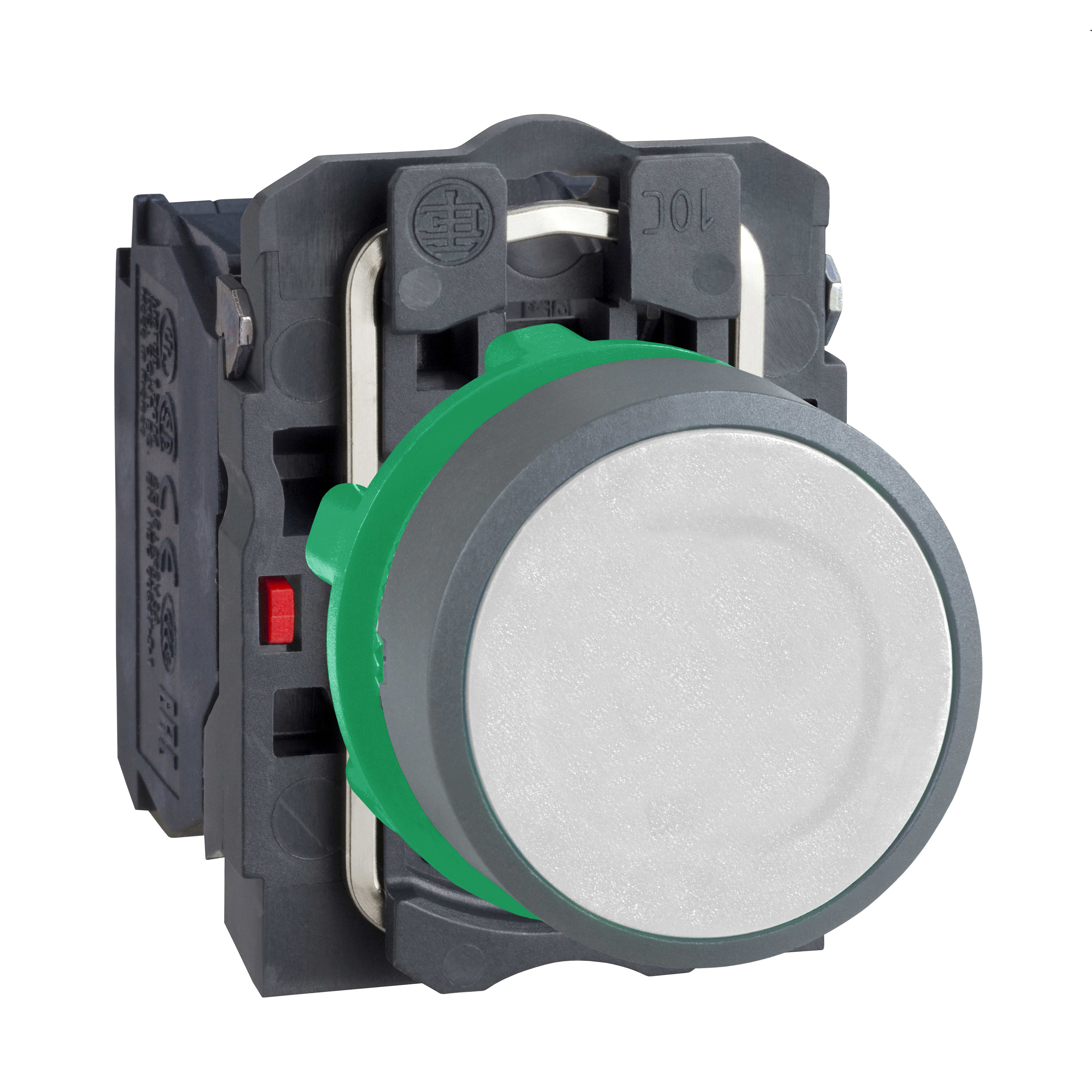 SCHNEIDER ELECTRIC - Pulsante bianco NO+NO ghiera grigia