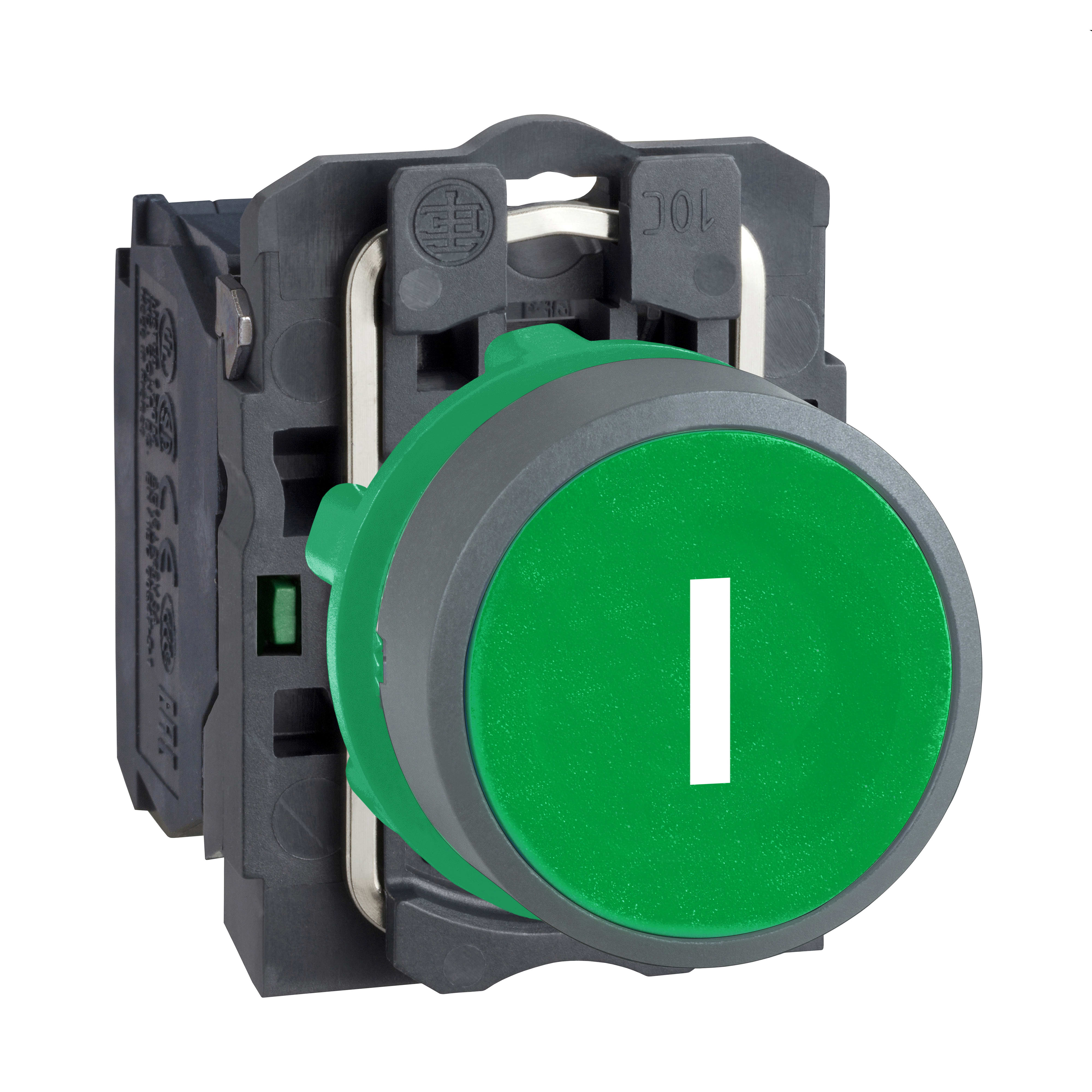 SCHNEIDER ELECTRIC - Pulsante verde ''I'' 1NO ghiera grigia