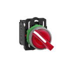 SCHNEIDER ELECTRIC - Selettore luminoso rosso diametro 22 - 2 pos.-24Vac-dc- ghiera grigia- 1NO+1NC - LED universale