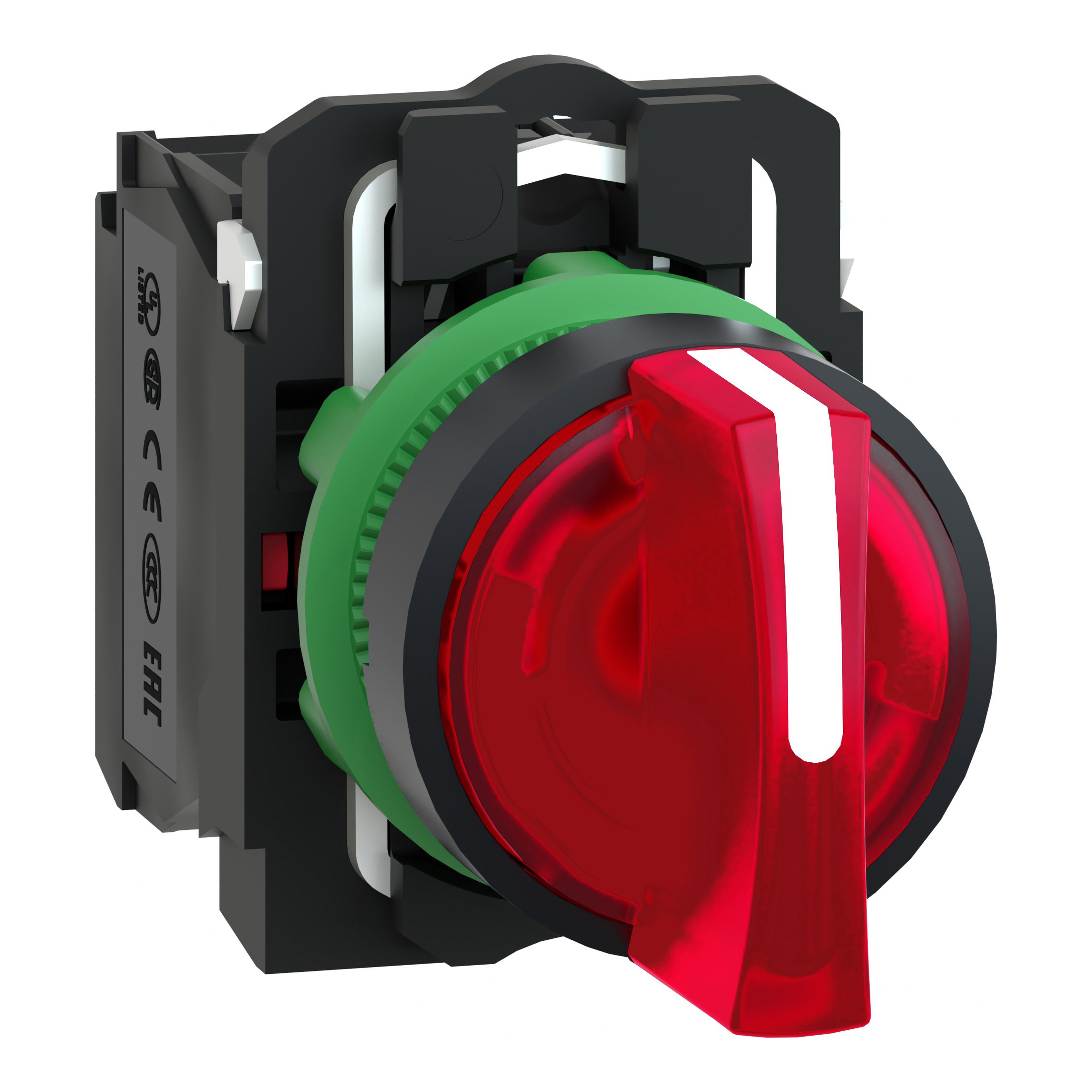 SCHNEIDER ELECTRIC - Selettore luminoso arancione completo diametro 22 3-pos. fisse 1NO+1NC 230Vac- LED universale