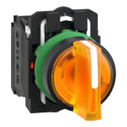 SCHNEIDER ELECTRIC - Selettore luminoso arancione diametro 22 - 3 pos. - 230Vac - 1NO+1NC- LED universale