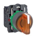 SCHNEIDER ELECTRIC - Selettore luminoso arancione diametro 22 - 3 pos. - 230Vac - 1NO+1NC- LED universale- ghiera grigia
