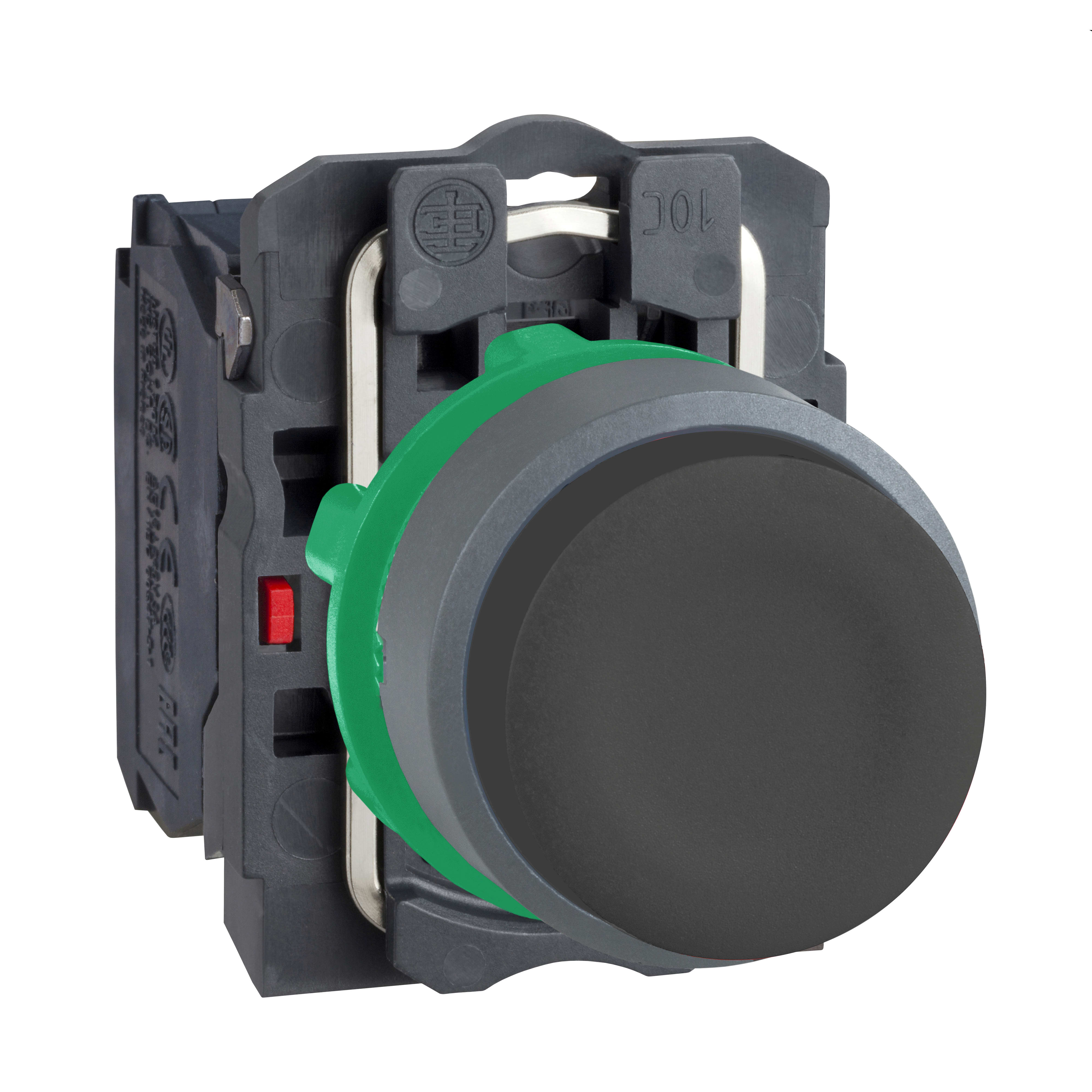 SCHNEIDER ELECTRIC - Pulsante nero ghiera grigia