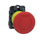 SCHNEIDER ELECTRIC - Harmony XB4, Arresto di emergenza, plastica, fungo rosso diametro 40, diametro 22, ad aggancio, girare per sbloccare, 1 NC auto-monitorato