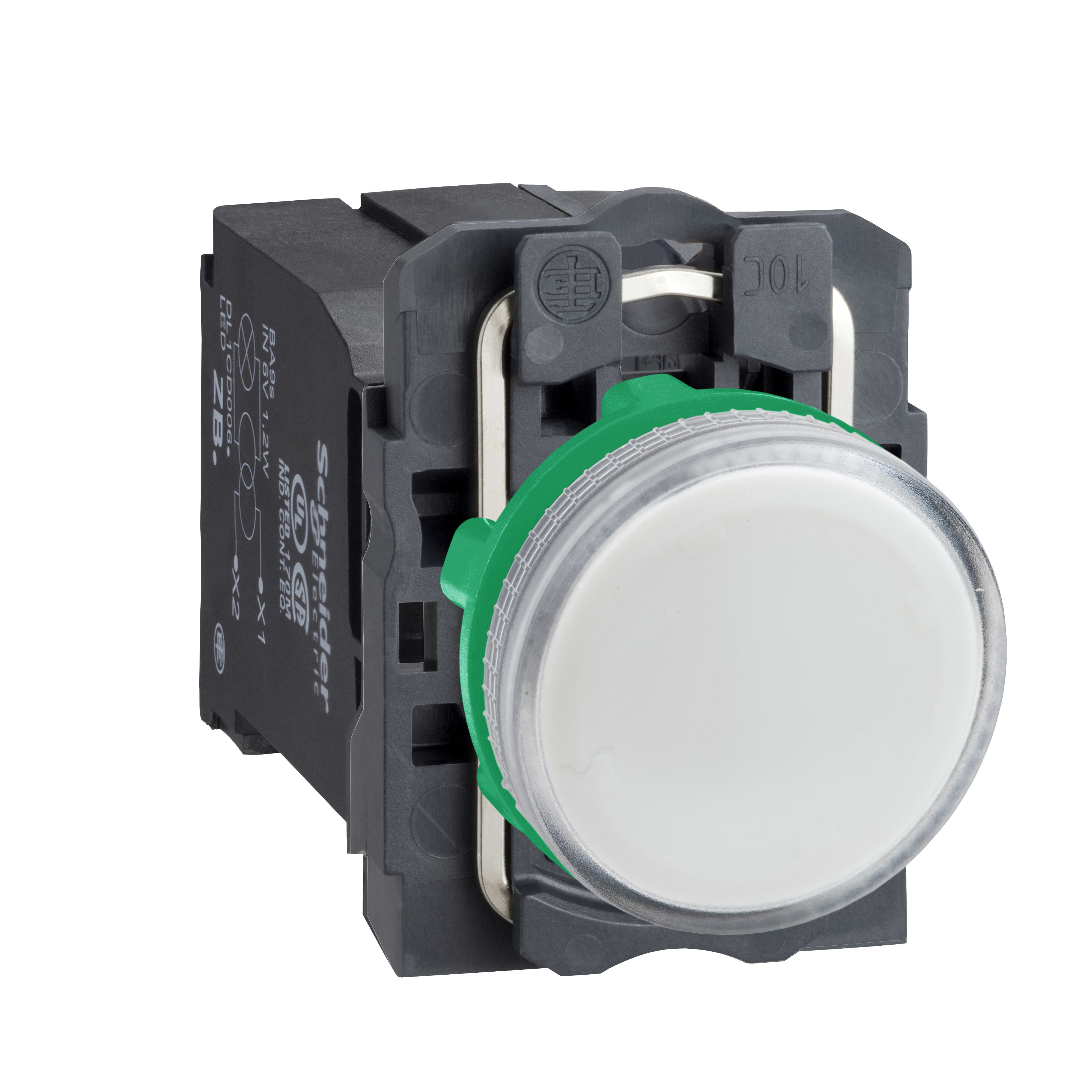SCHNEIDER ELECTRIC - Lampada spia circolare diametro 22 - IP65 - Bianca - Lampadina BA 9s - 230 V -