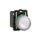 SCHNEIDER ELECTRIC - Pulsante luminoso bianco - diametro 22 - 24Vac-dc- ghiera grigia- 1NA+1NC- LED universale