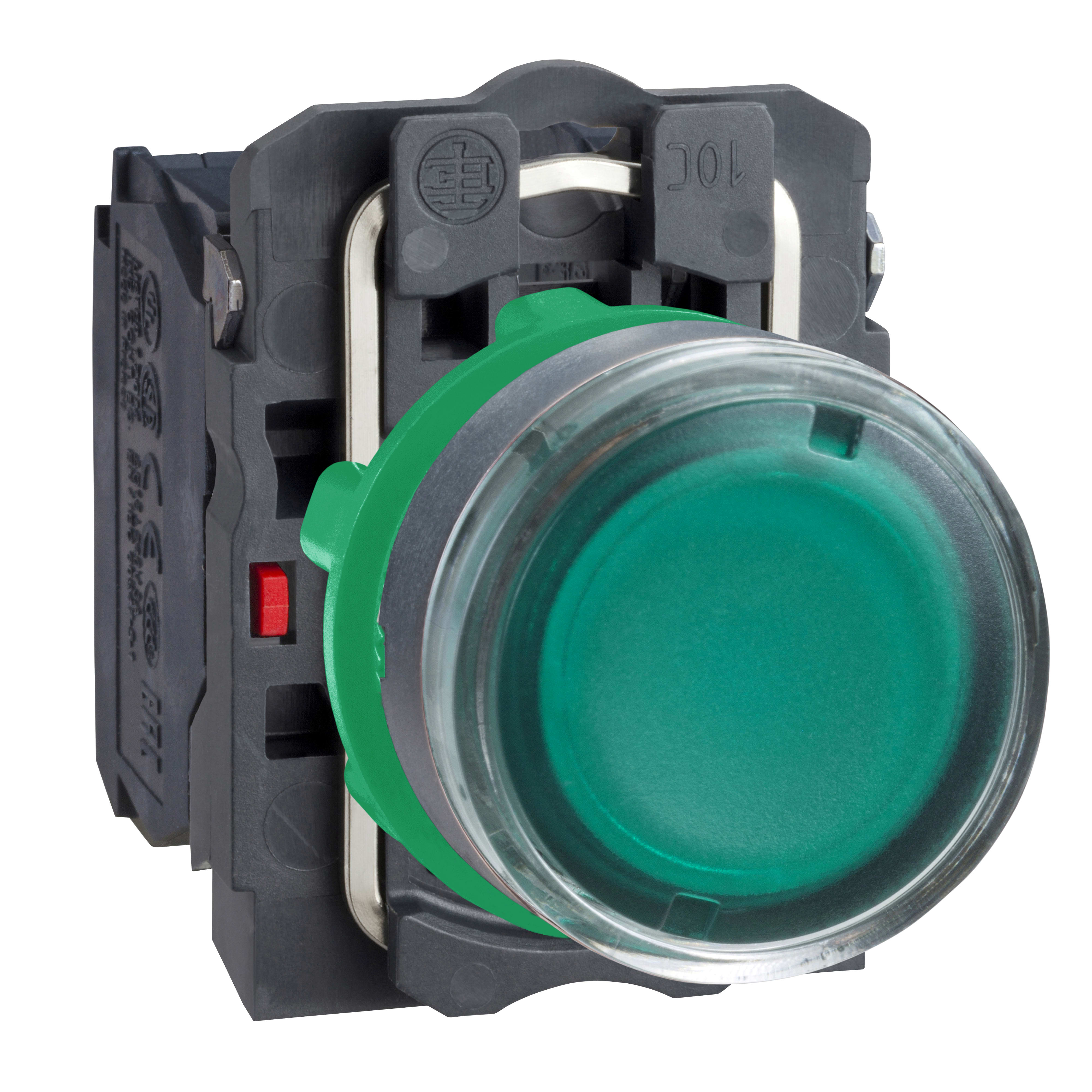 SCHNEIDER ELECTRIC - Pulsante luminoso verde diametro 22 - Filoghiera,ad impulso - 240 V - 1NO+1NC