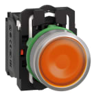 SCHNEIDER ELECTRIC - Pulsante luminoso arancione - diametro 22 - 24Vac-dc- ghiera grigia- 1NA+1NC- LED universale