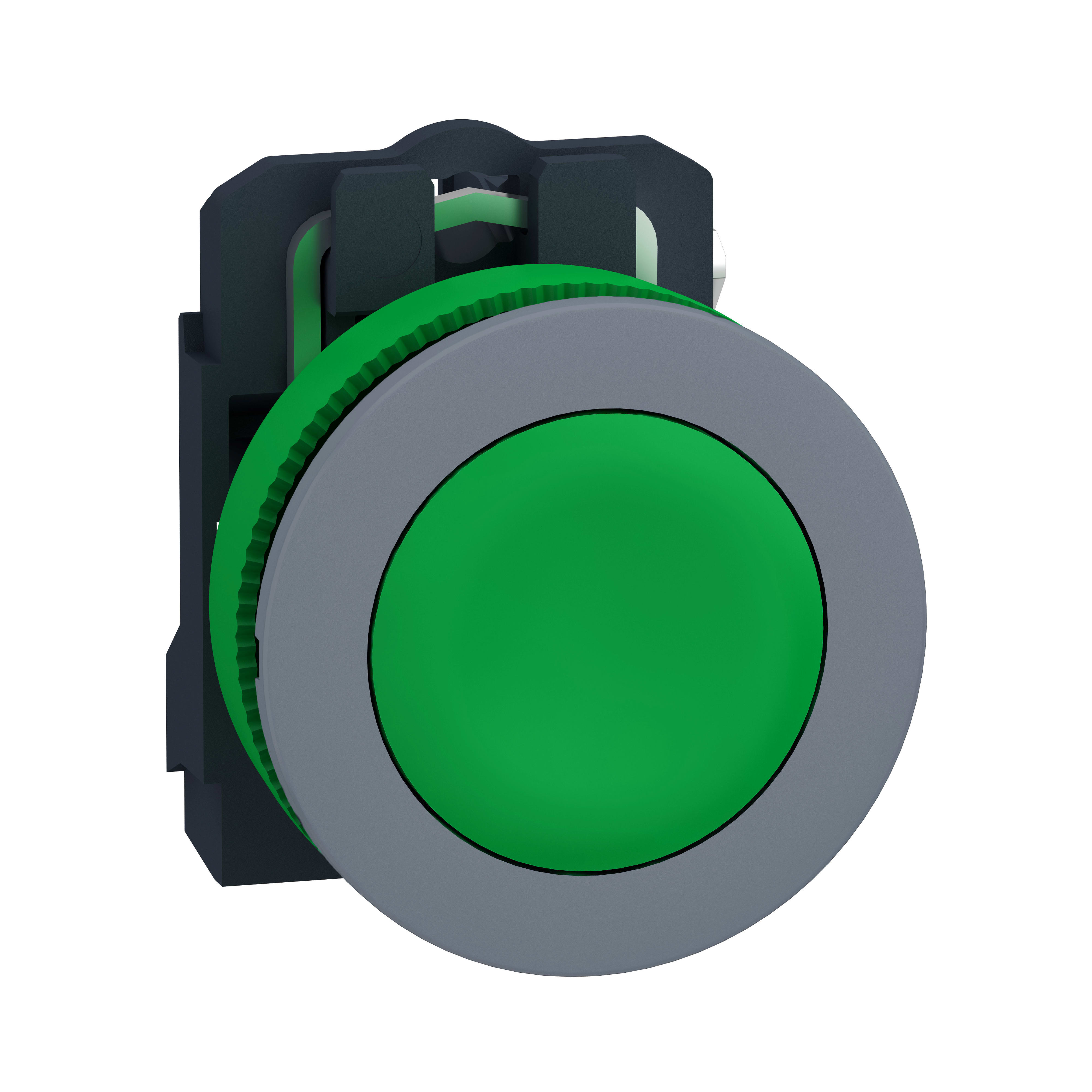 SCHNEIDER ELECTRIC - Pulsante verde filopannello 1NO ghiera grigia - diametro 30