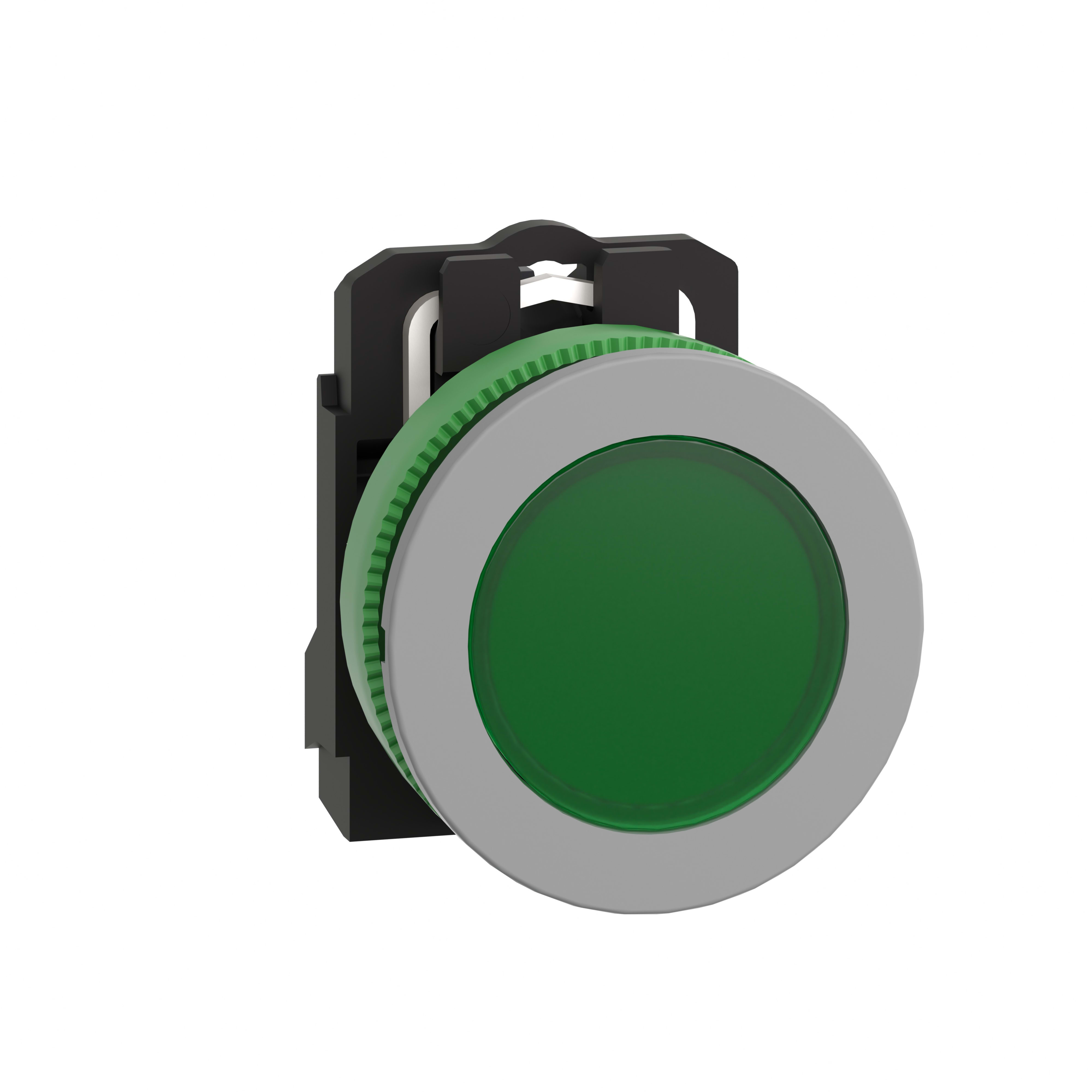 SCHNEIDER ELECTRIC - Lampada spia verde 230Vac filopannello - diametro 30 - LED universale - ghiera grigia - diametro 30 - LED universale