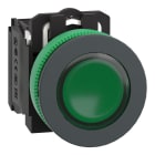 SCHNEIDER ELECTRIC - Harmony XB5, pulsante luminoso verde Antimicrobico diametro 30 filopannello, ad impulso, plastica, LED universale, 24Vac-dc, NO+NC