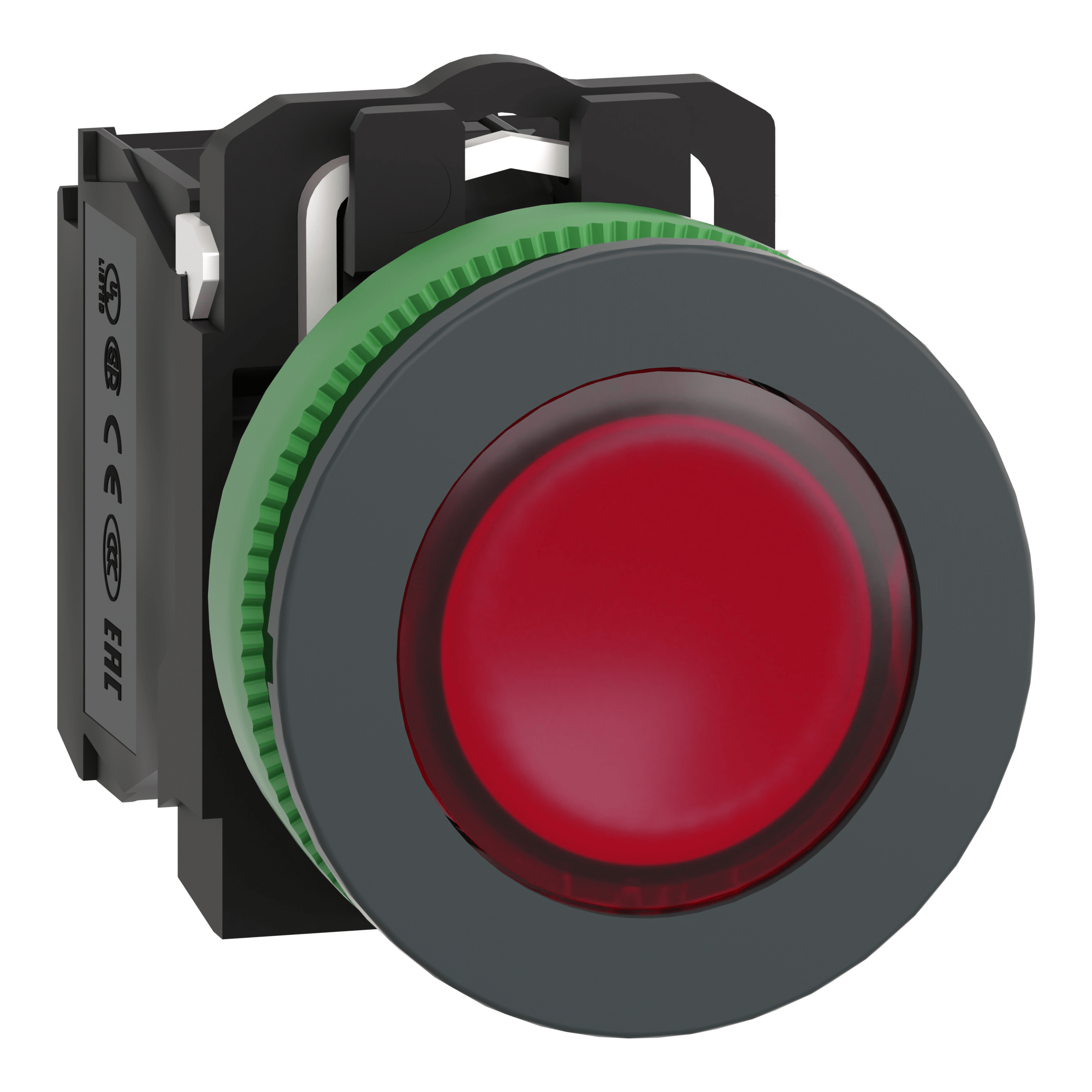 SCHNEIDER ELECTRIC - Harmony XB5, pulsante luminoso rosso Antimicrobico diametro 30 filopannello, ad impulso, plastica, LED universale, 24Vac-dc, NO+NC