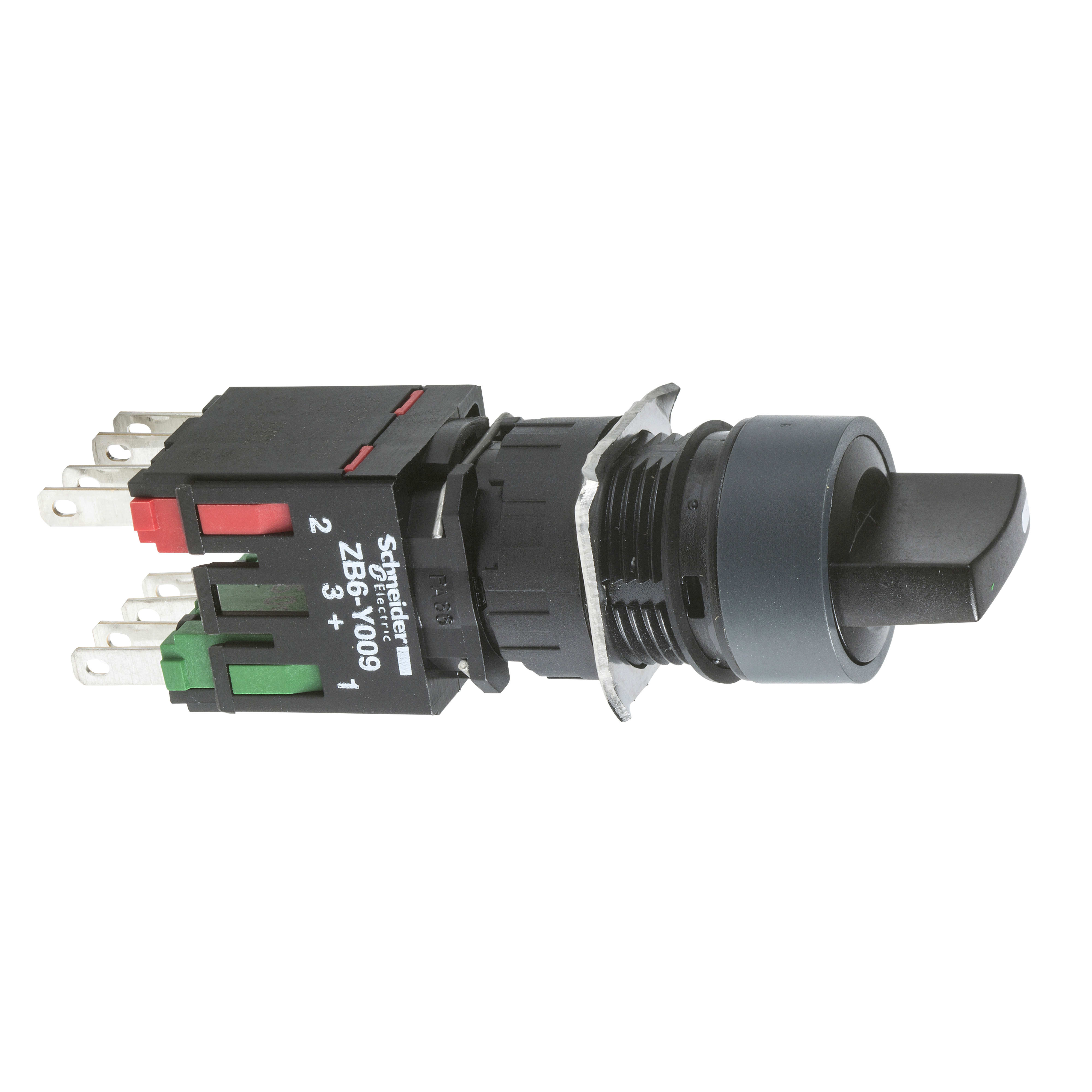 SCHNEIDER ELECTRIC - Selettore nero diametro 16 - leva - 3 posizioni - 1NO+1NC