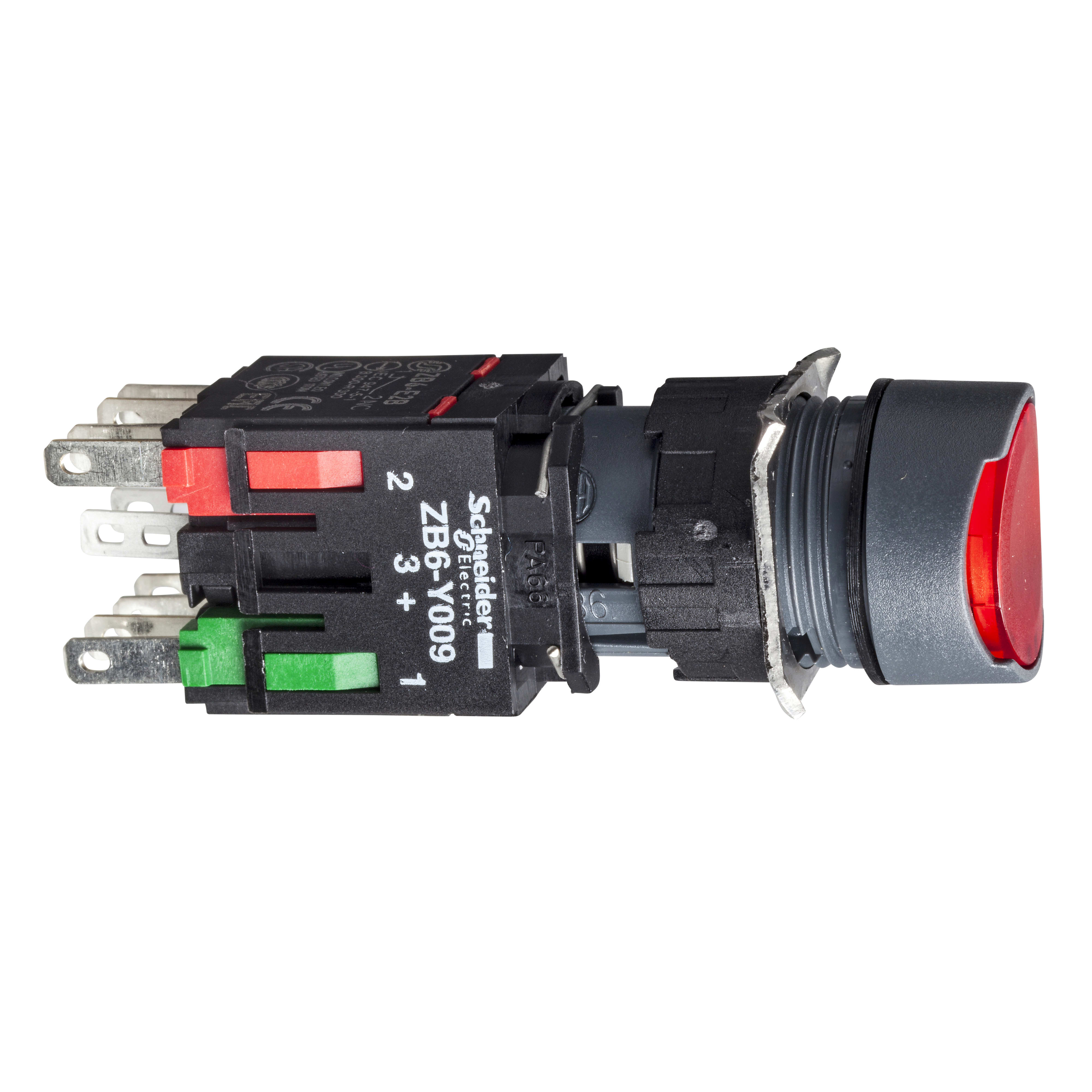 SCHNEIDER ELECTRIC - Pulsante luminoso rosso diametro 16 - filoghiera ad impulso - 24V - 1NC