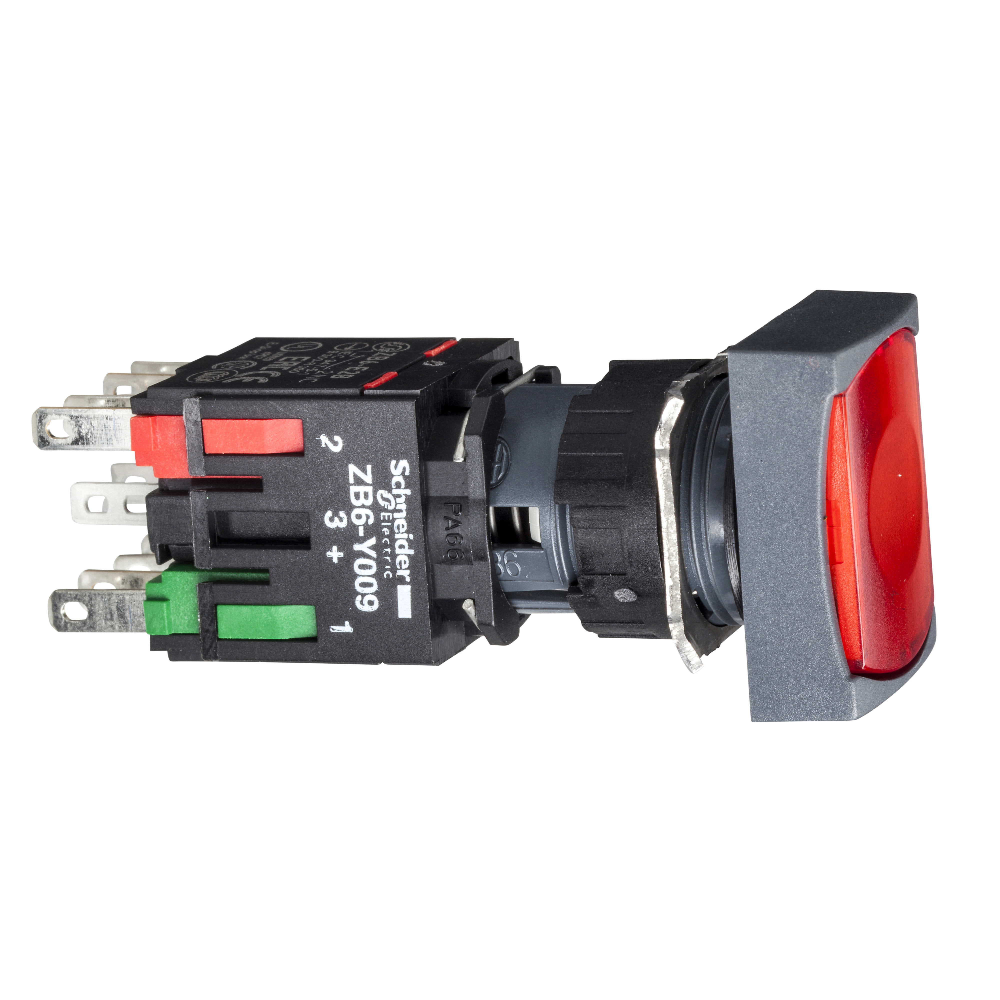 SCHNEIDER ELECTRIC - Pulsante luminoso rosso diametro 16 - rettangolare ad aggancio - 12..24 V- 1NC