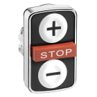 SCHNEIDER ELECTRIC - Pulsante triplo bianco filo-rosso sporgente-bianco filo diametro 22 con marcatura