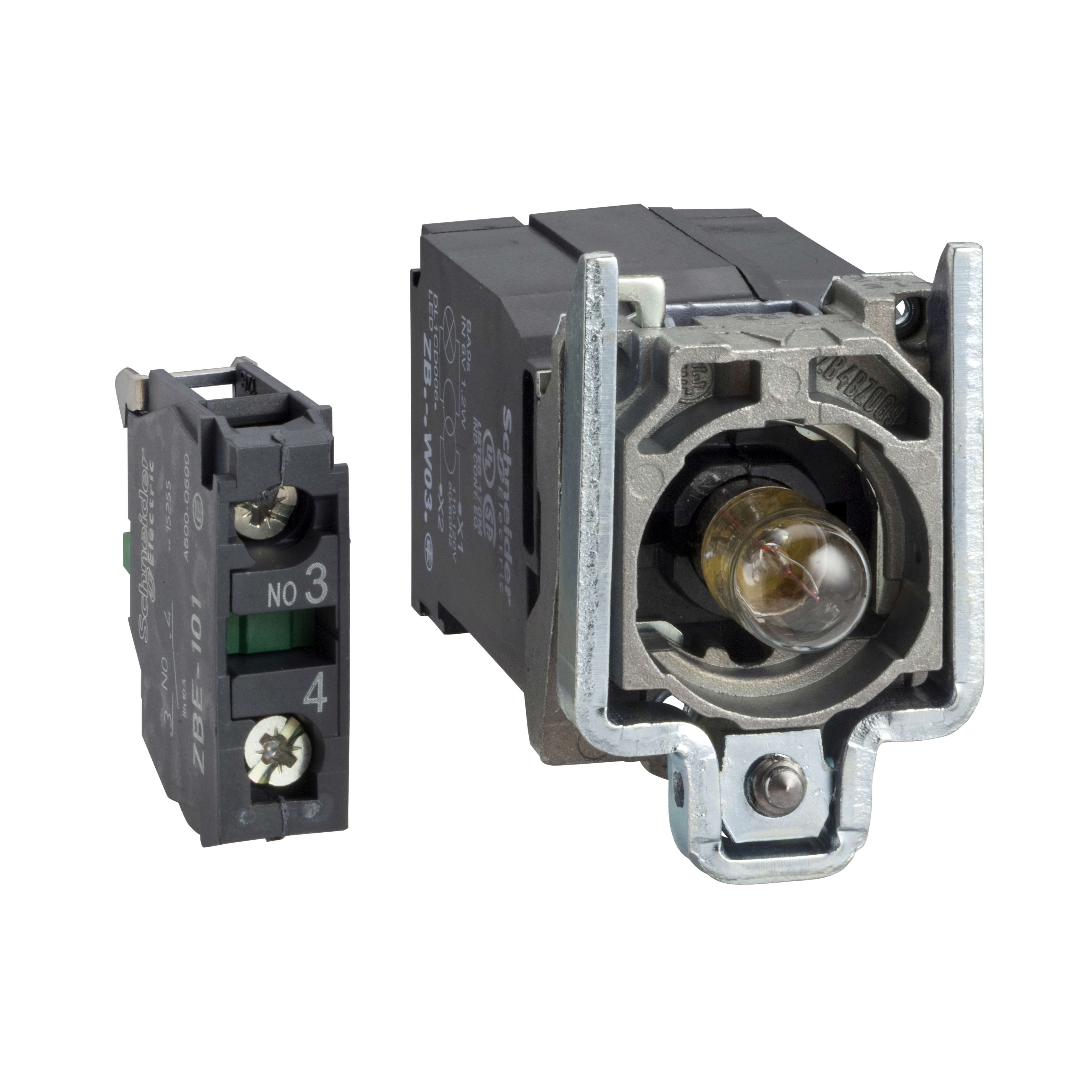 SCHNEIDER ELECTRIC - Corpo per pulsante luminoso diametro 22 - lampadina BA 9S - 1NO