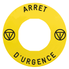 SCHNEIDER ELECTRIC - Etichetta rettangolare diametro 60 per arresto emerg.-ARRET D'URGENCE-logo ISO13850
