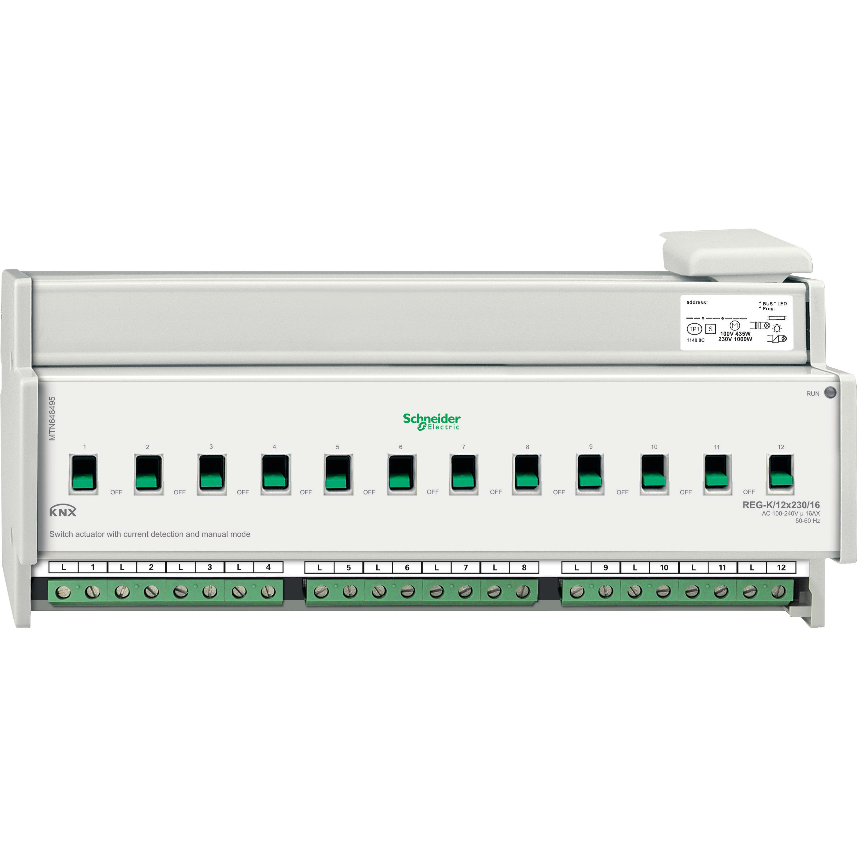SCHNEIDER ELECTRIC - Attuatore di commutazione REG-K-12x230-16 con modalità manuale e rilev corrente