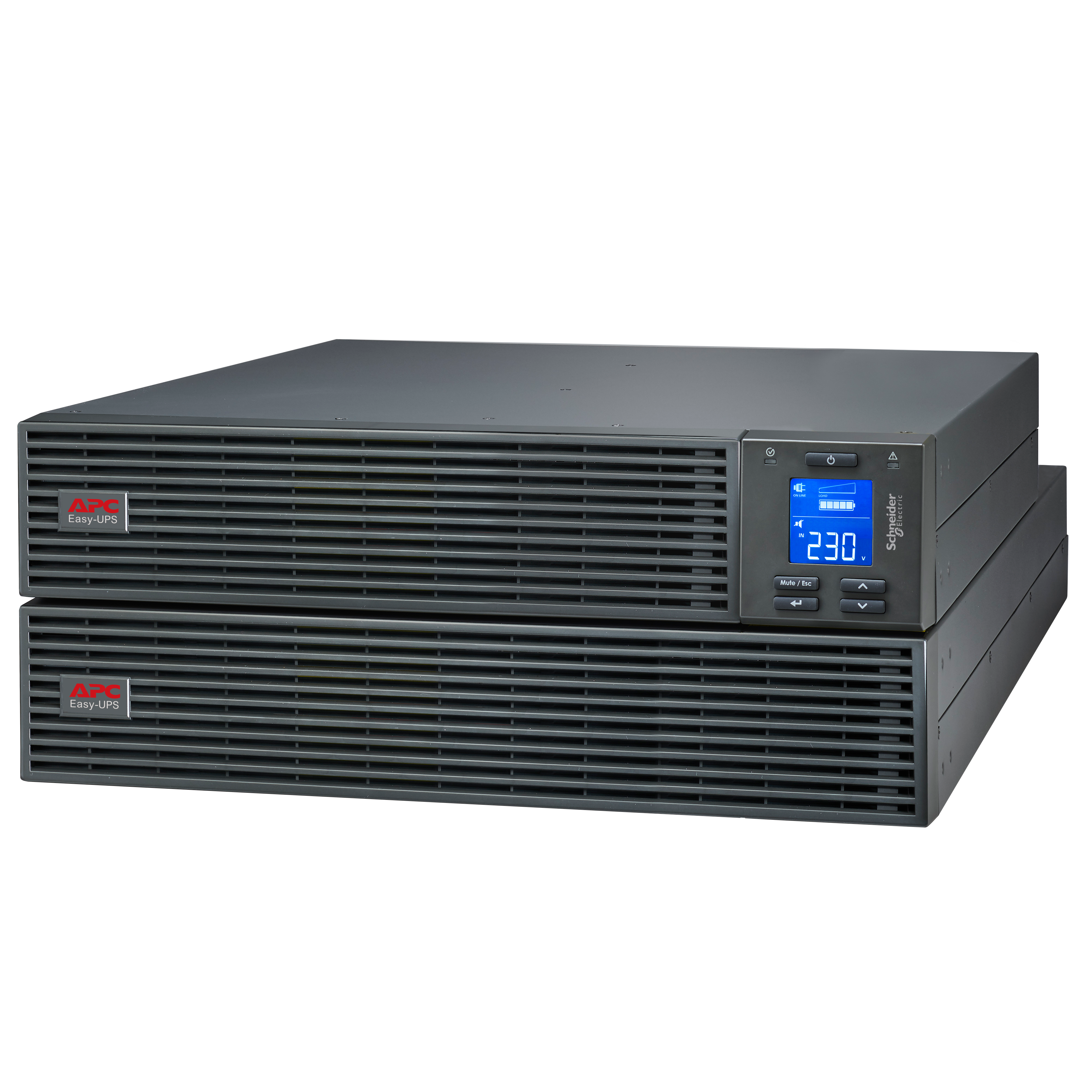 SCHNEIDER ELECTRIC - APC, Easy UPS On-Line, SRV3KRILRK-E, 3kVA/2.7kW, Lunga autonomia, Rackmount, 230V, 6xIEC C13+1xIEC C19, Intelligent Card Slot, LCD, kit mon. rack, 4U
