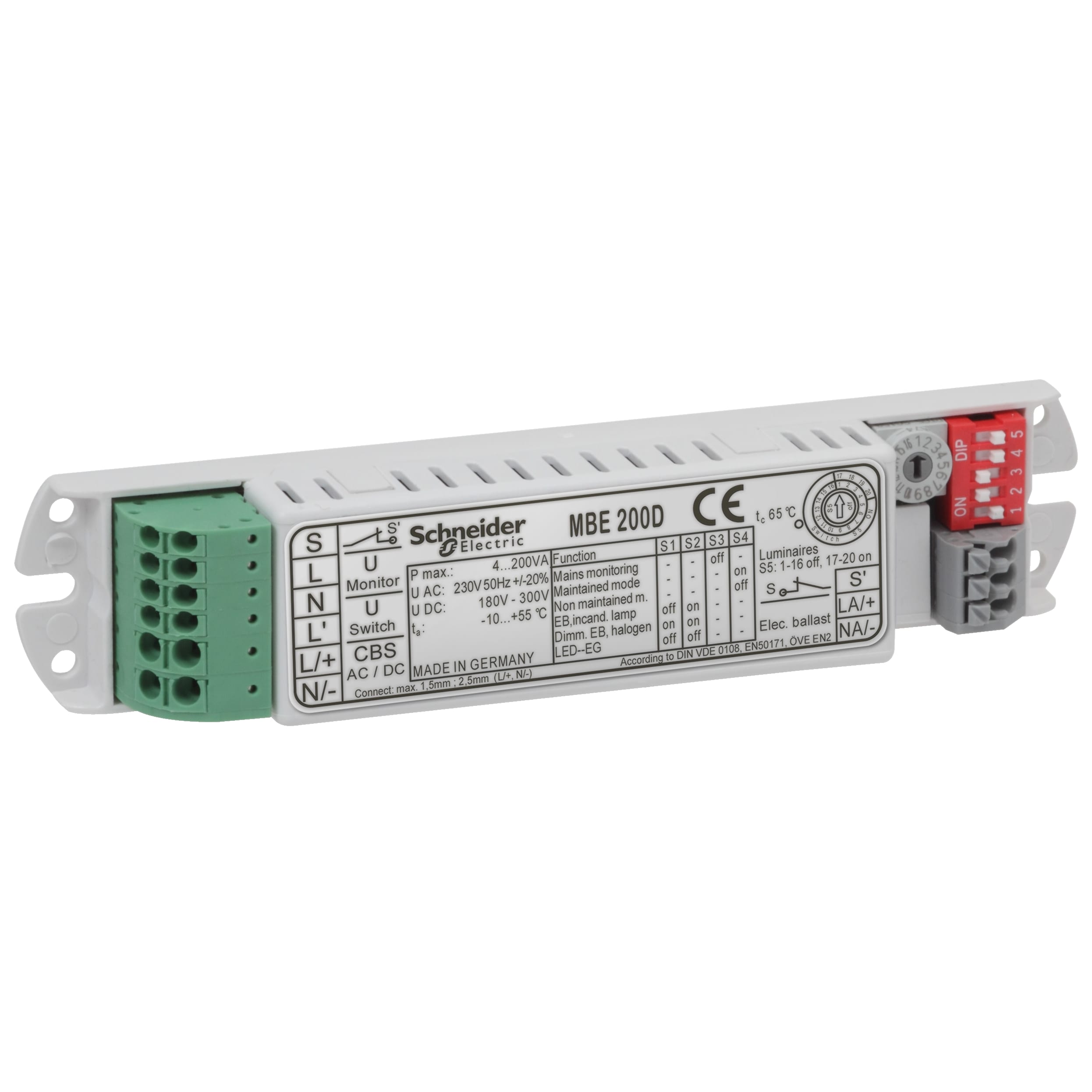 SCHNEIDER ELECTRIC - Exiway Power Control, Modulo di indirizzamento apparecchi ordinari (EN 60598-2-22), carico massimo 200VA, MBE200D OVA18501