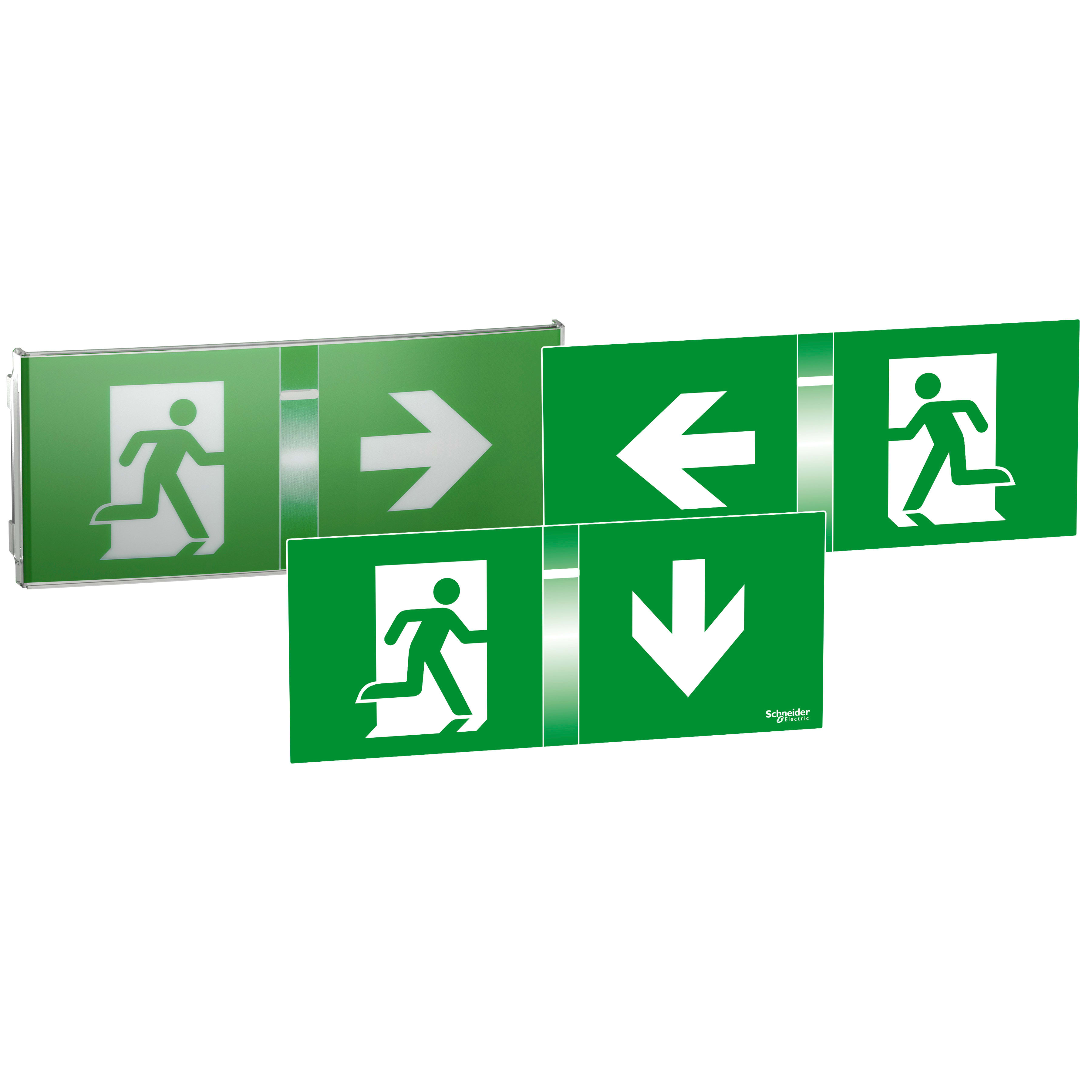 SCHNEIDER ELECTRIC - Schermo segnalazione con 3 pittogrammi destra/sinistra/ basso, Exiway Smartled, 24m, Accessorio di Segnalazione OVA53158