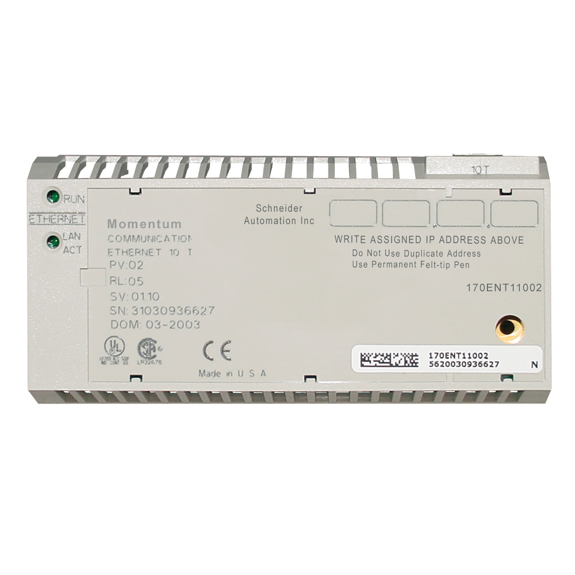 SCHNEIDER ELECTRIC - Modicon Momentum - Adattatore comunicazioni Ethernet TCP/IP - 10 Mbit/s