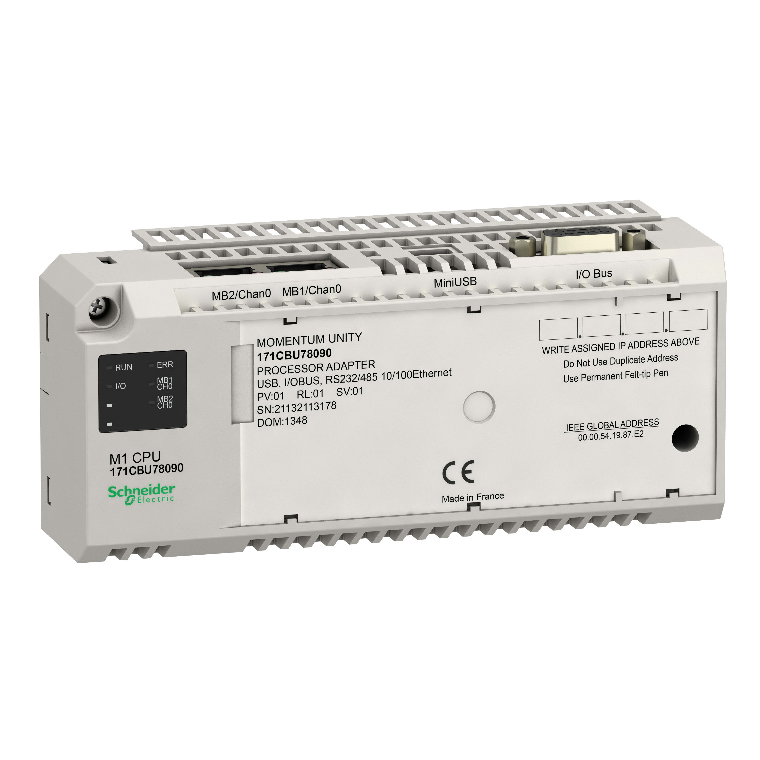 SCHNEIDER ELECTRIC - Processore Unity M1 - RS232/485 - USB - Bus I/O 171CBU78090
