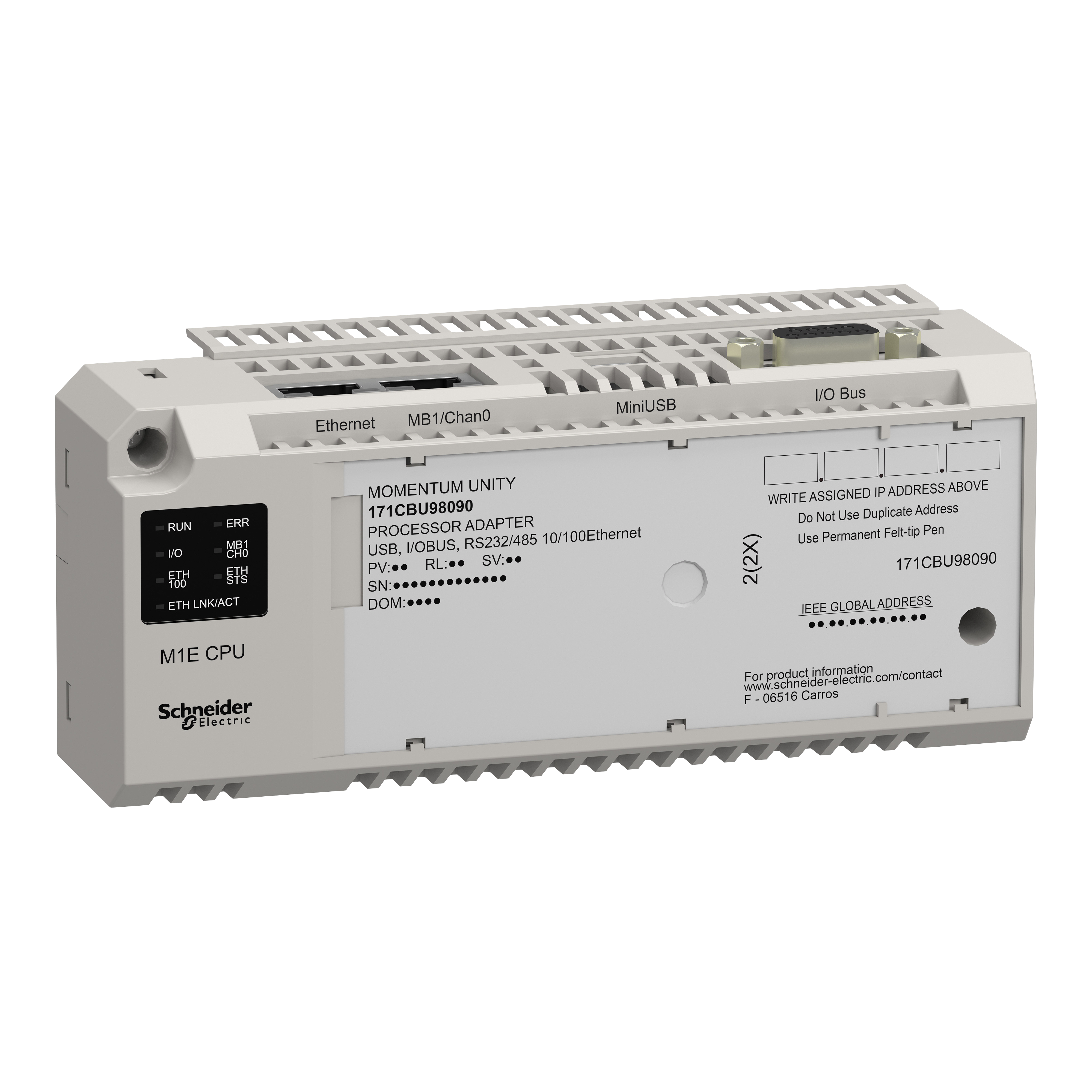 SCHNEIDER ELECTRIC - Processore Unity M1E - RS232/485 - Ethernet - USB - Bus I/O