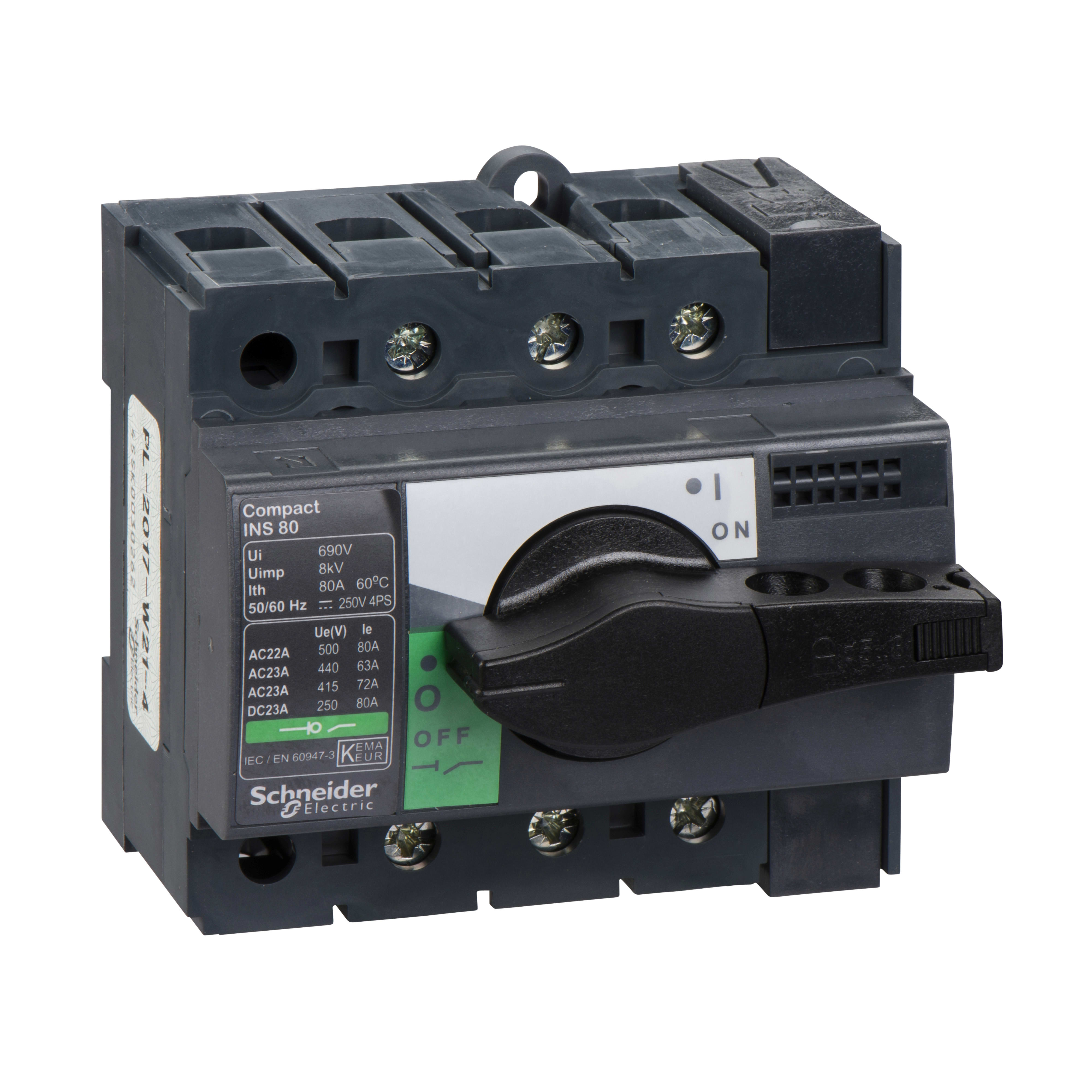 SCHNEIDER ELECTRIC - Interruttore / sezionatore Compact INS80 - 80 A - 3 poli
