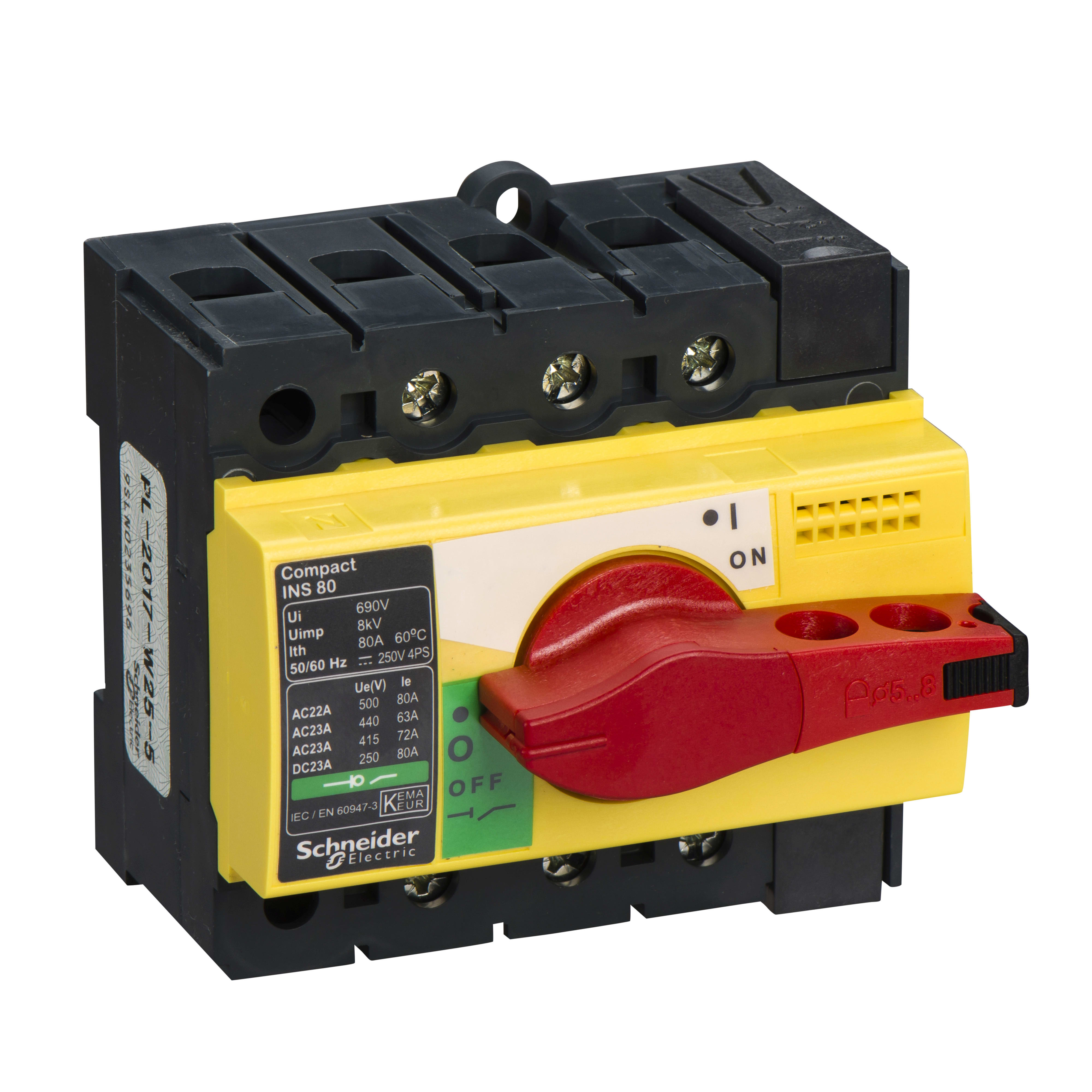 SCHNEIDER ELECTRIC - Interruttore / sezionatore Compact INS80 - 80 A - 3 poli - comando emergenza
