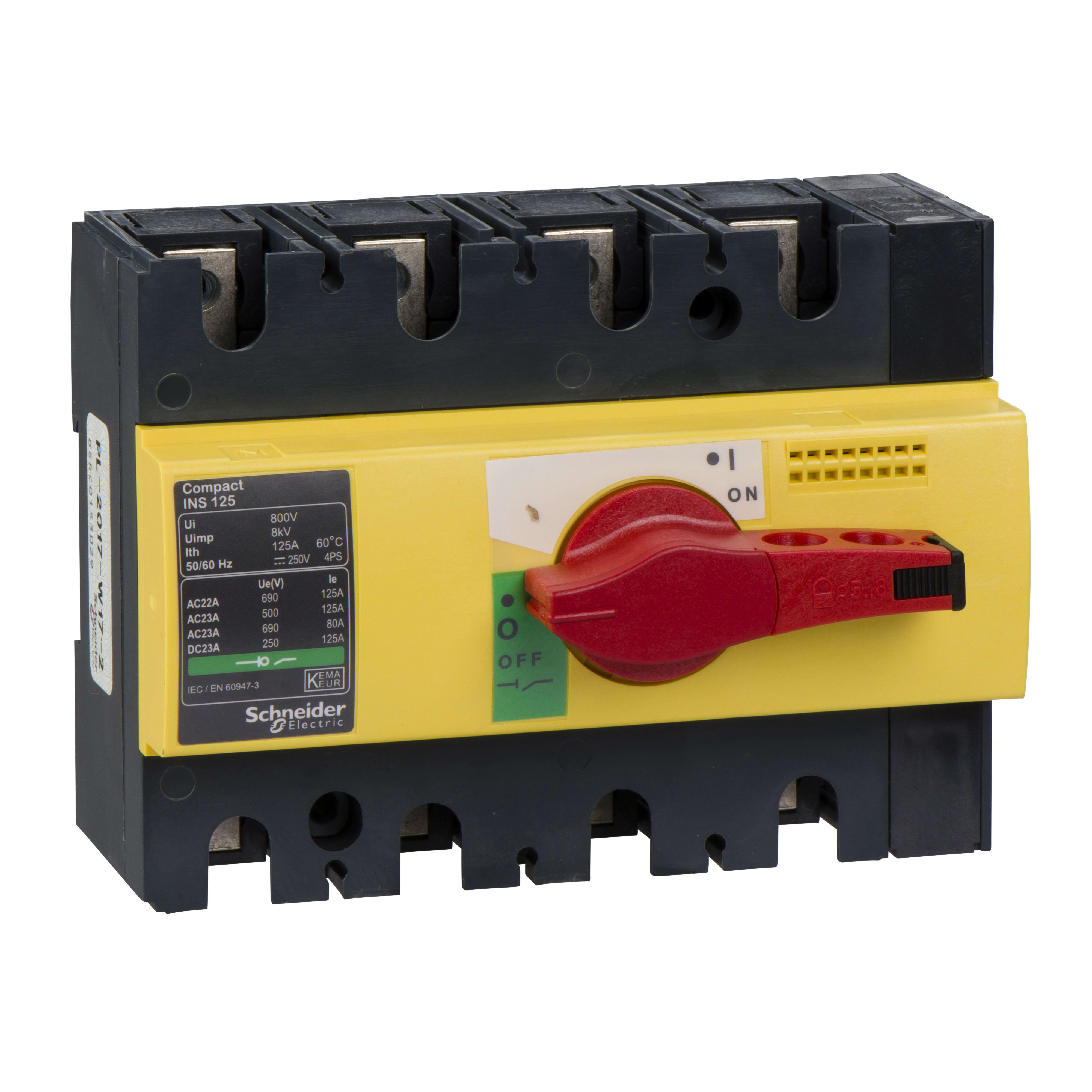 SCHNEIDER ELECTRIC - Interruttore / sezionatore Compact INS125 - 125 A - 4 poli - comando emergenza