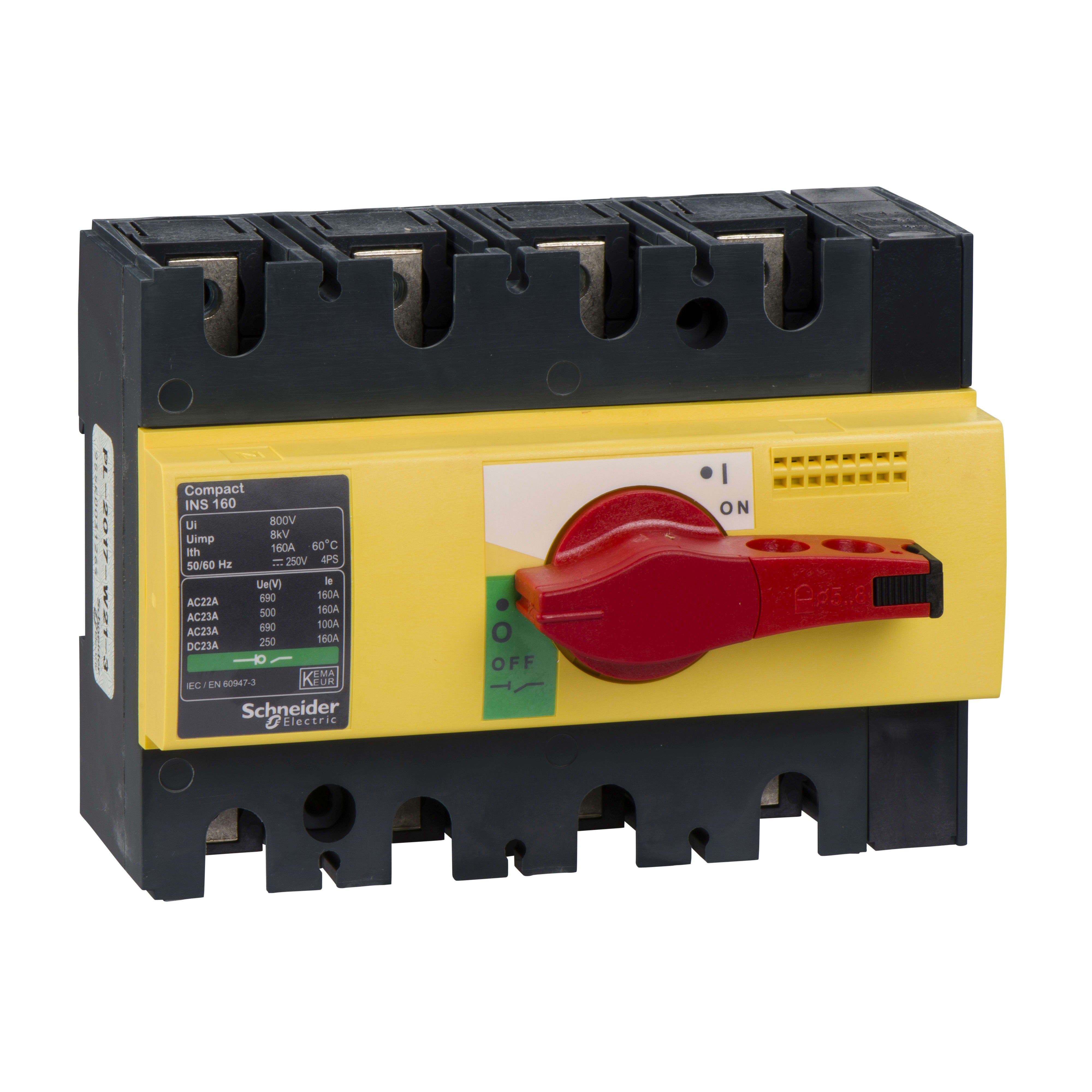 SCHNEIDER ELECTRIC - Interruttore / sezionatore Compact INS160 - 160 A - 4 poli - comando emergenza