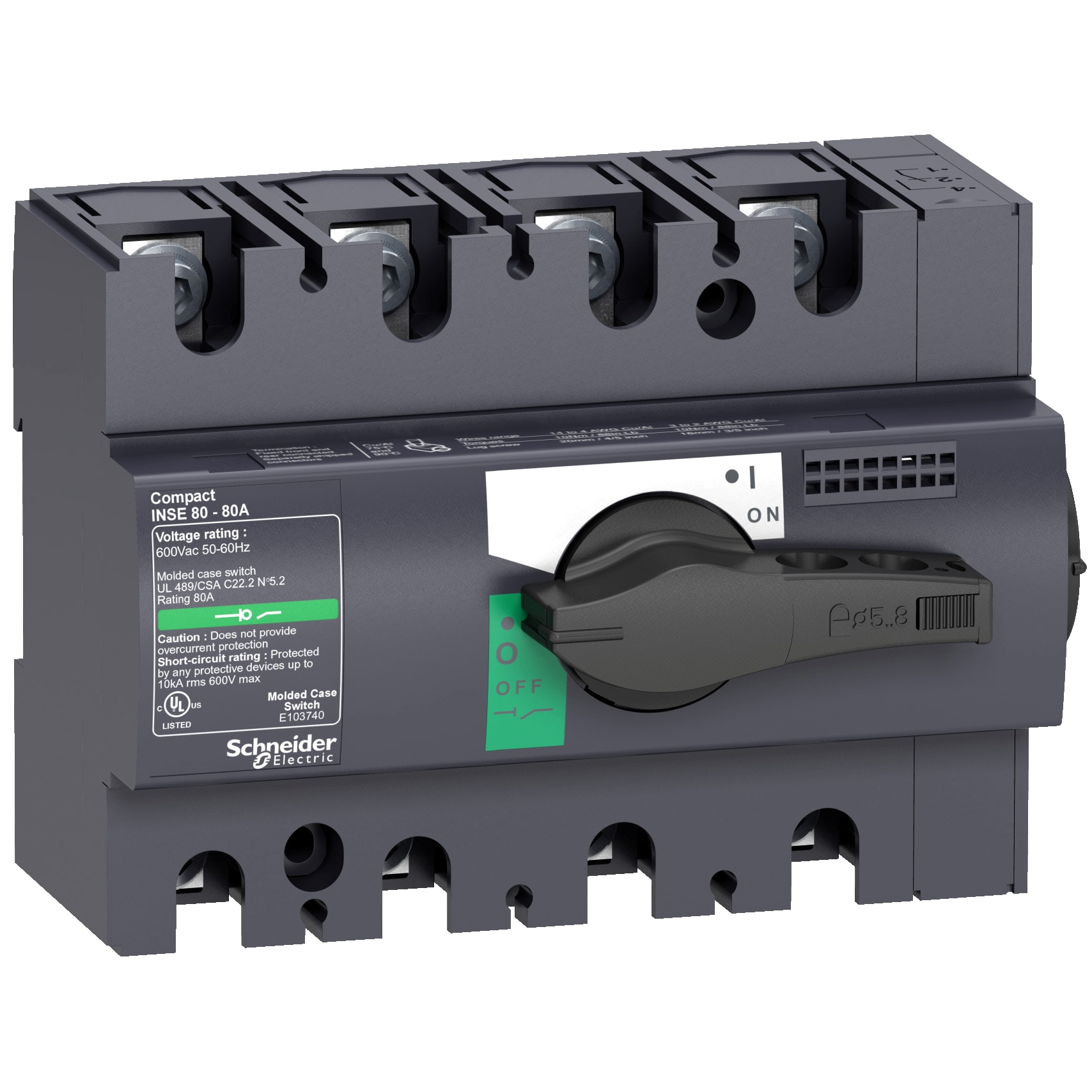 SCHNEIDER ELECTRIC - INSE80 80A 4P MANOPOLA NERA 28999