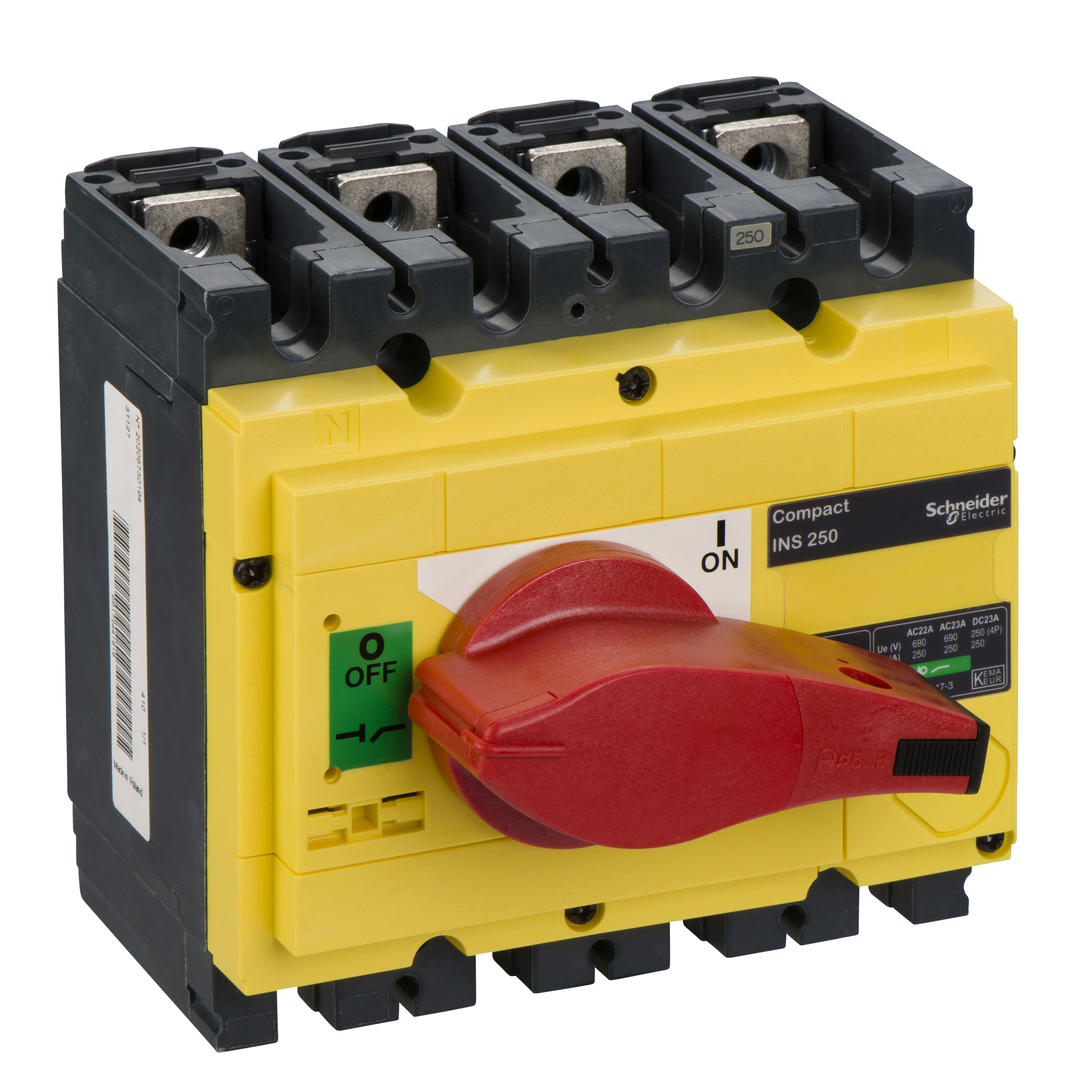 SCHNEIDER ELECTRIC - Interruttore / sezionatore Compact INS250 - 250 A - 4 poli - comando emergenza 31127
