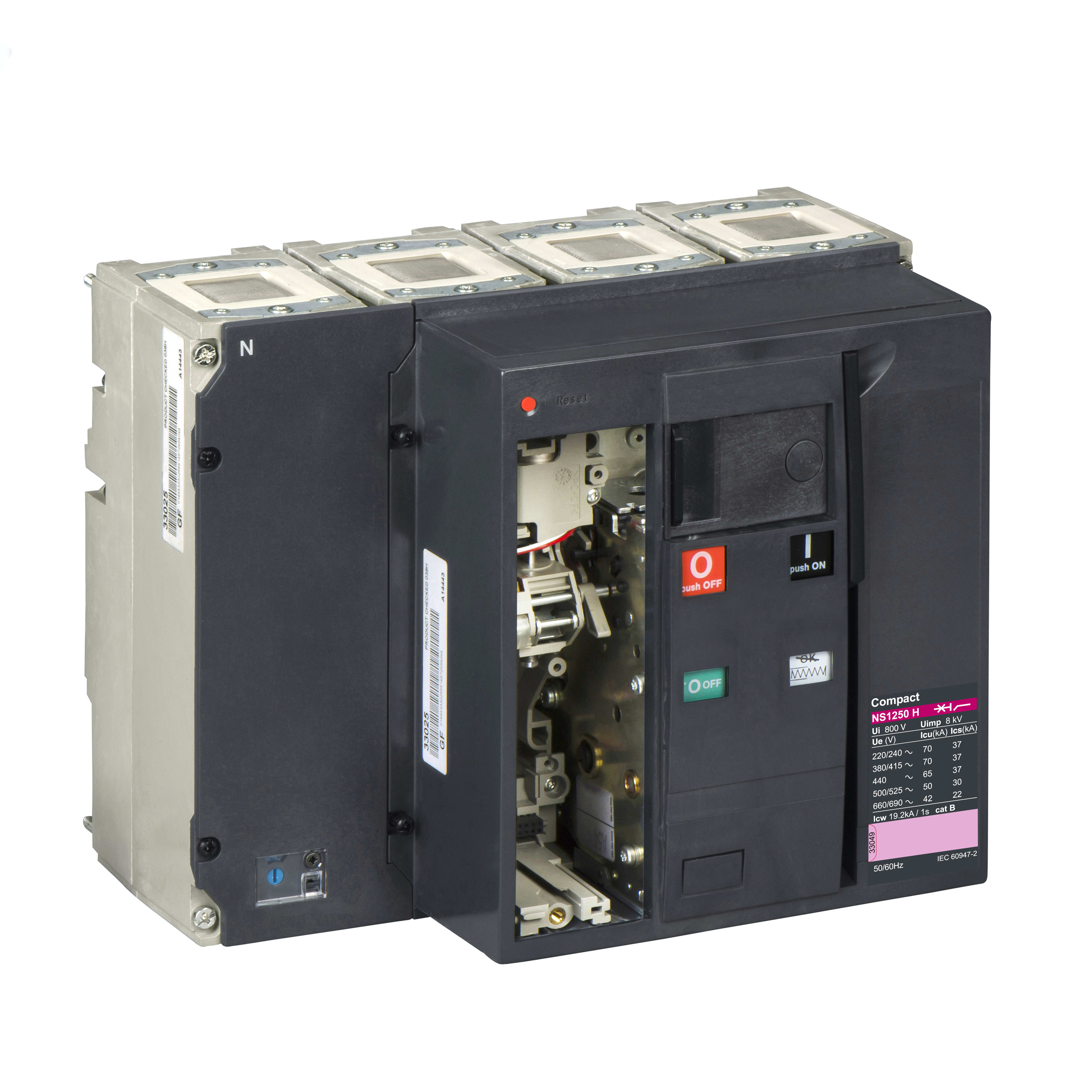 SCHNEIDER ELECTRIC - Interruttore Compact NS1250H - 1250 A - 4 poli - Fisso - S/sganciatore 33305