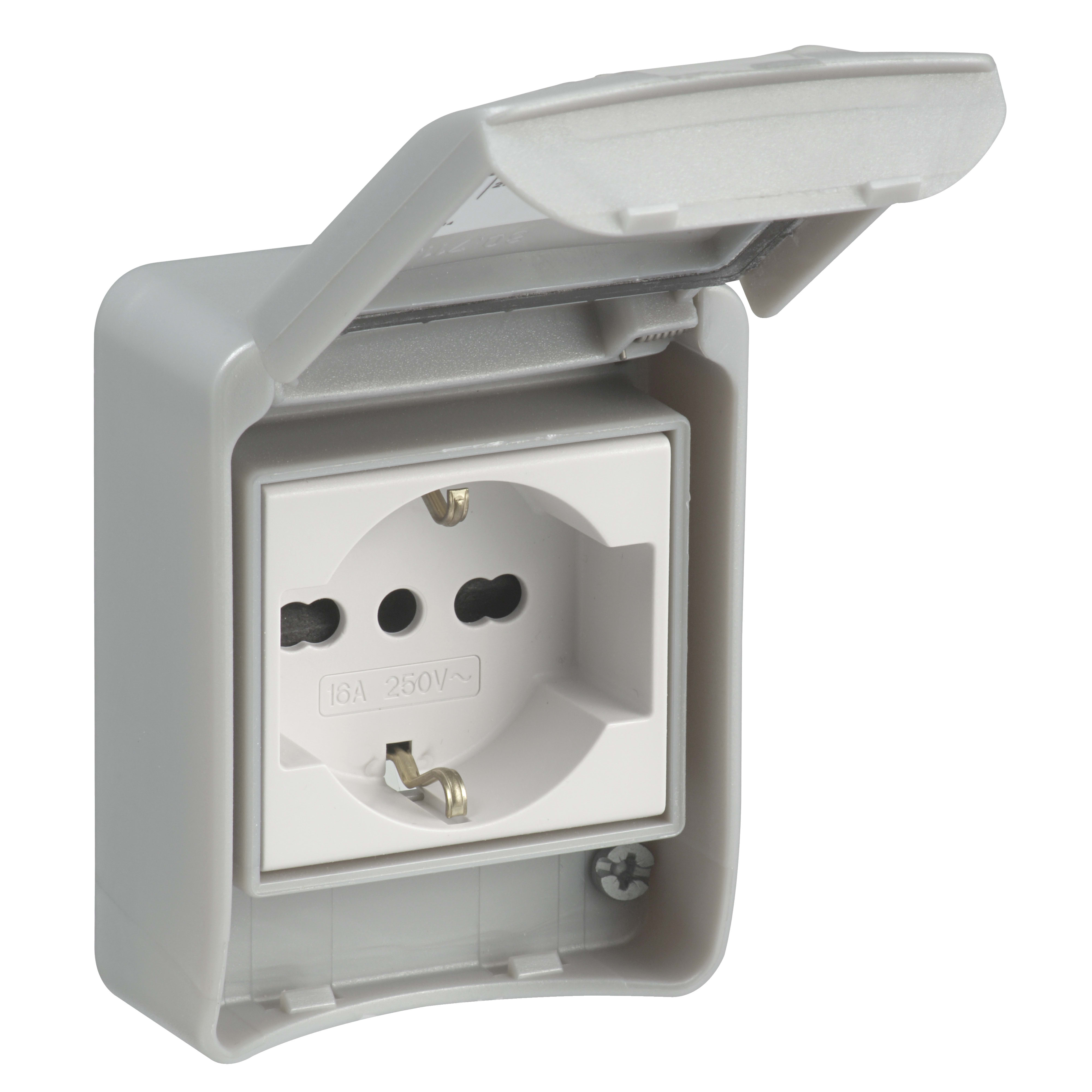 SCHNEIDER ELECTRIC - Presa da incasso Schuko + bipasso 10/16A 250V 2P+T RAL9022