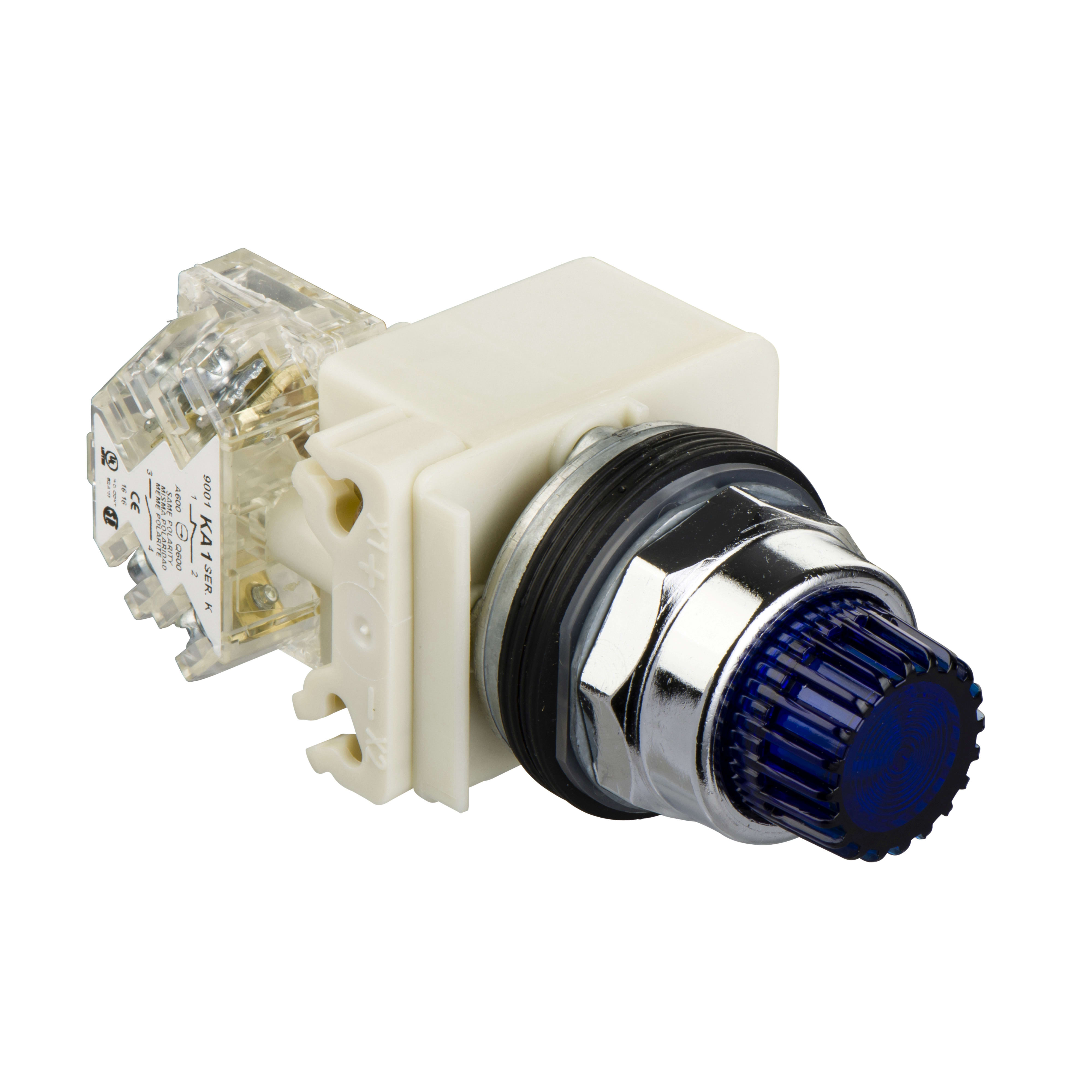 SCHNEIDER ELECTRIC - Pulsante luminoso blu Ø30 - sporgente con ritorno - 24V - 1 NC/NO
