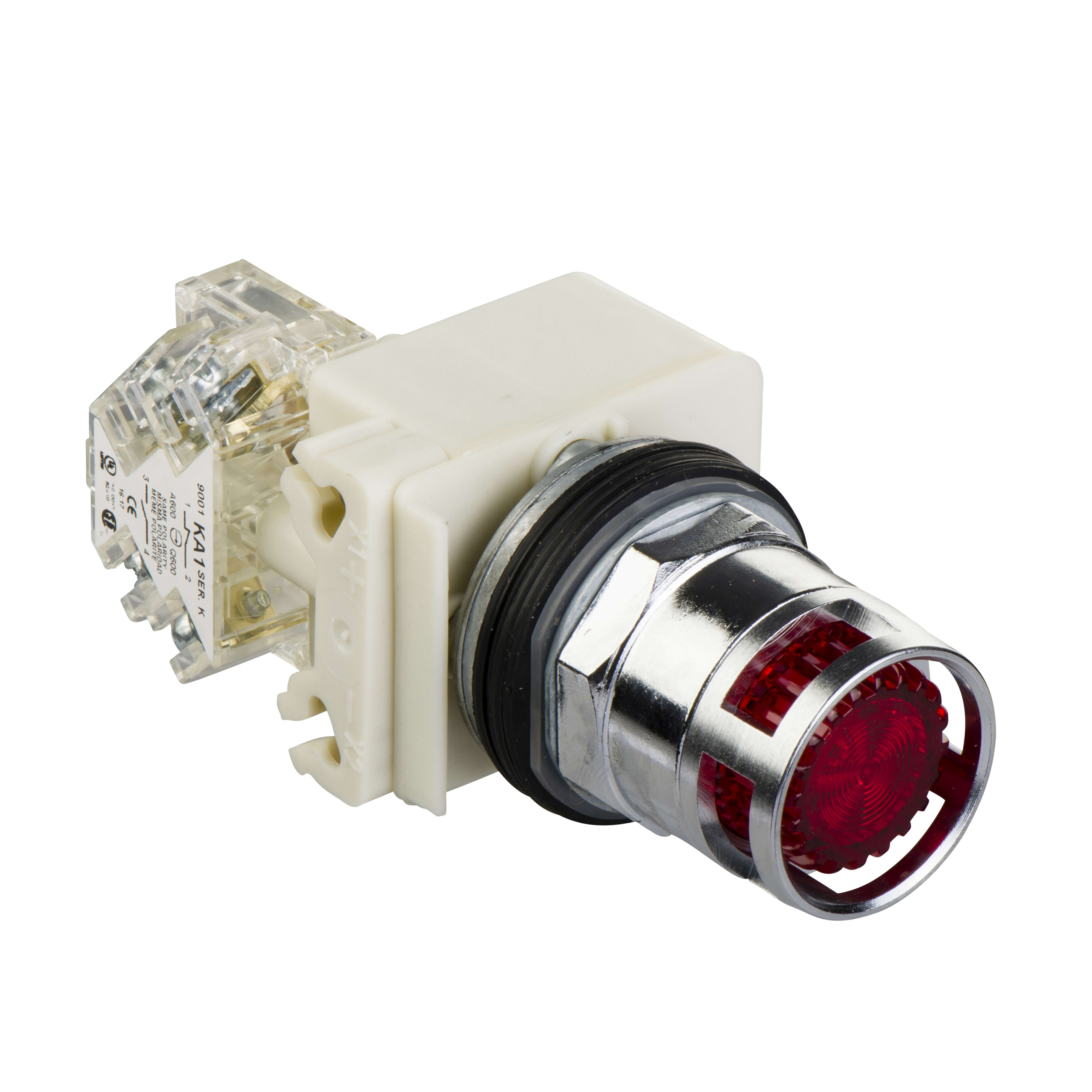 SCHNEIDER ELECTRIC - Pulsante luminoso rosso Ø30 - incassato con ritorno - 24V - 1 NC/NO