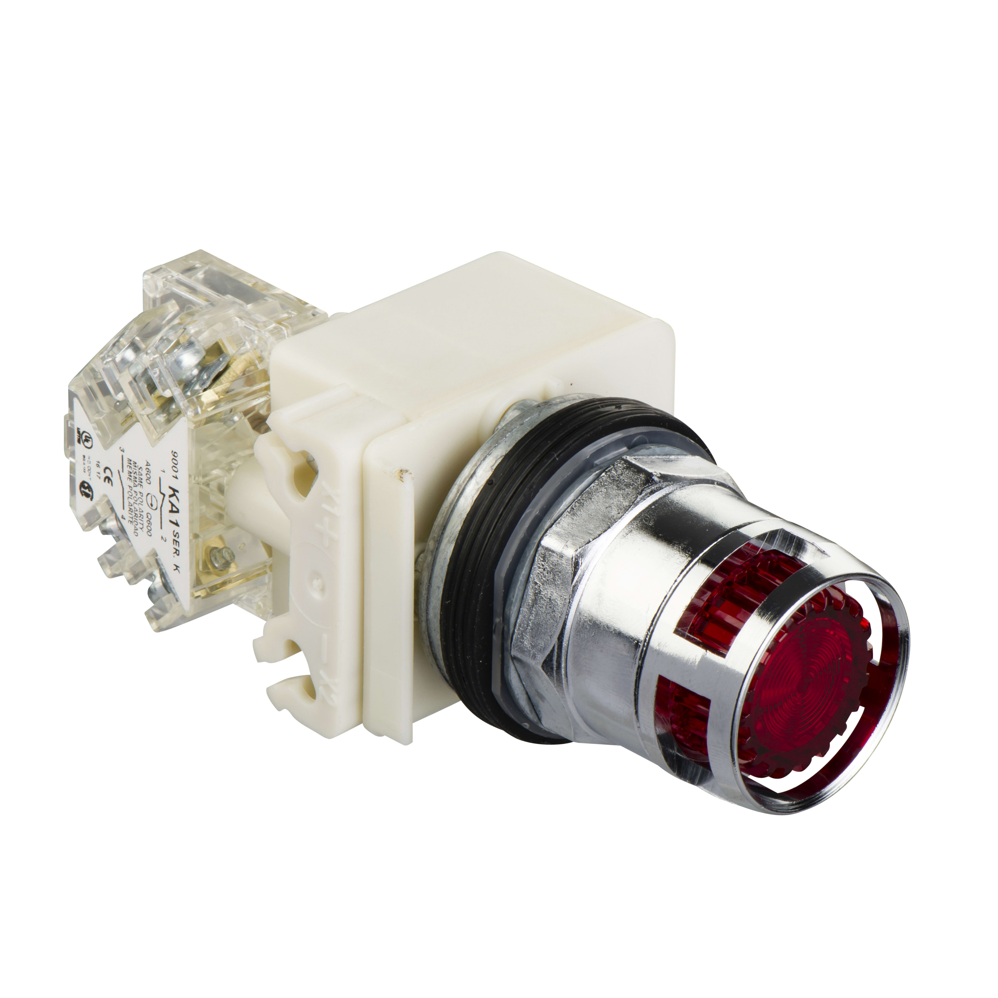 SCHNEIDER ELECTRIC - Pulsante luminoso rosso Ø30 - incassato con ritorno - 120V - 1 NC/NO