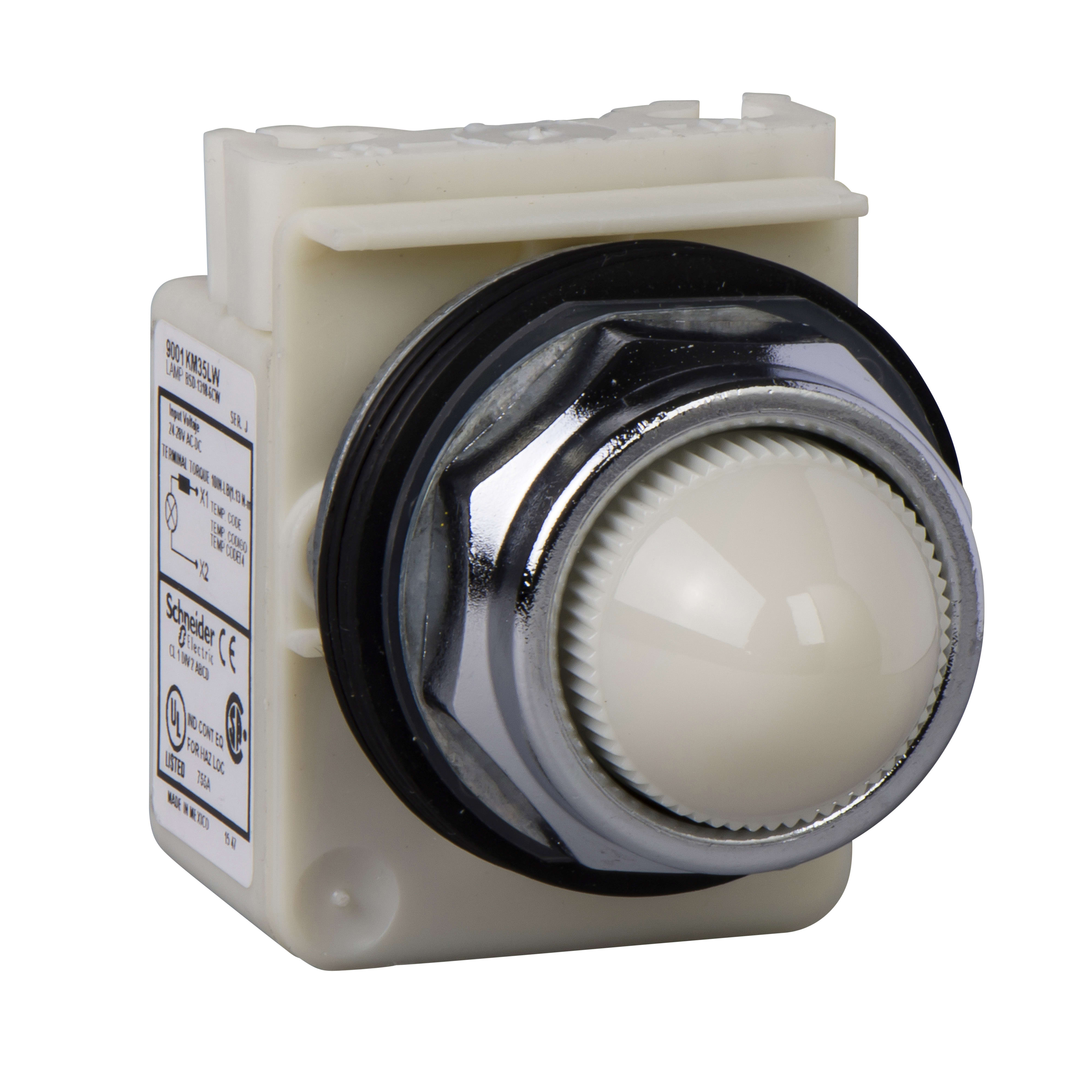 SCHNEIDER ELECTRIC - Lampada spia Ø30 - bianca - metallo - led alta luminosità attacco BA 9S - 120V AC 9001KP38LWW9