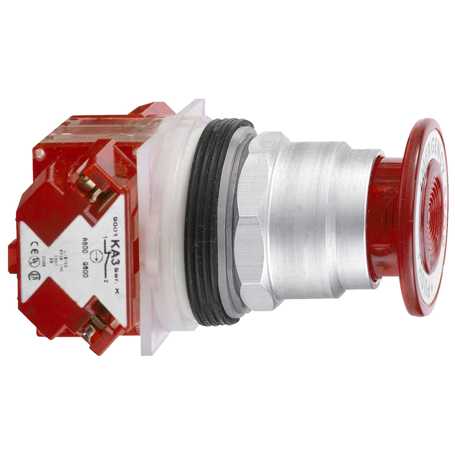 SCHNEIDER ELECTRIC - Pulsante Ø30 - lunetta metallo - testa a fungo Ø57mm - rosso - TIRARE - 1NC