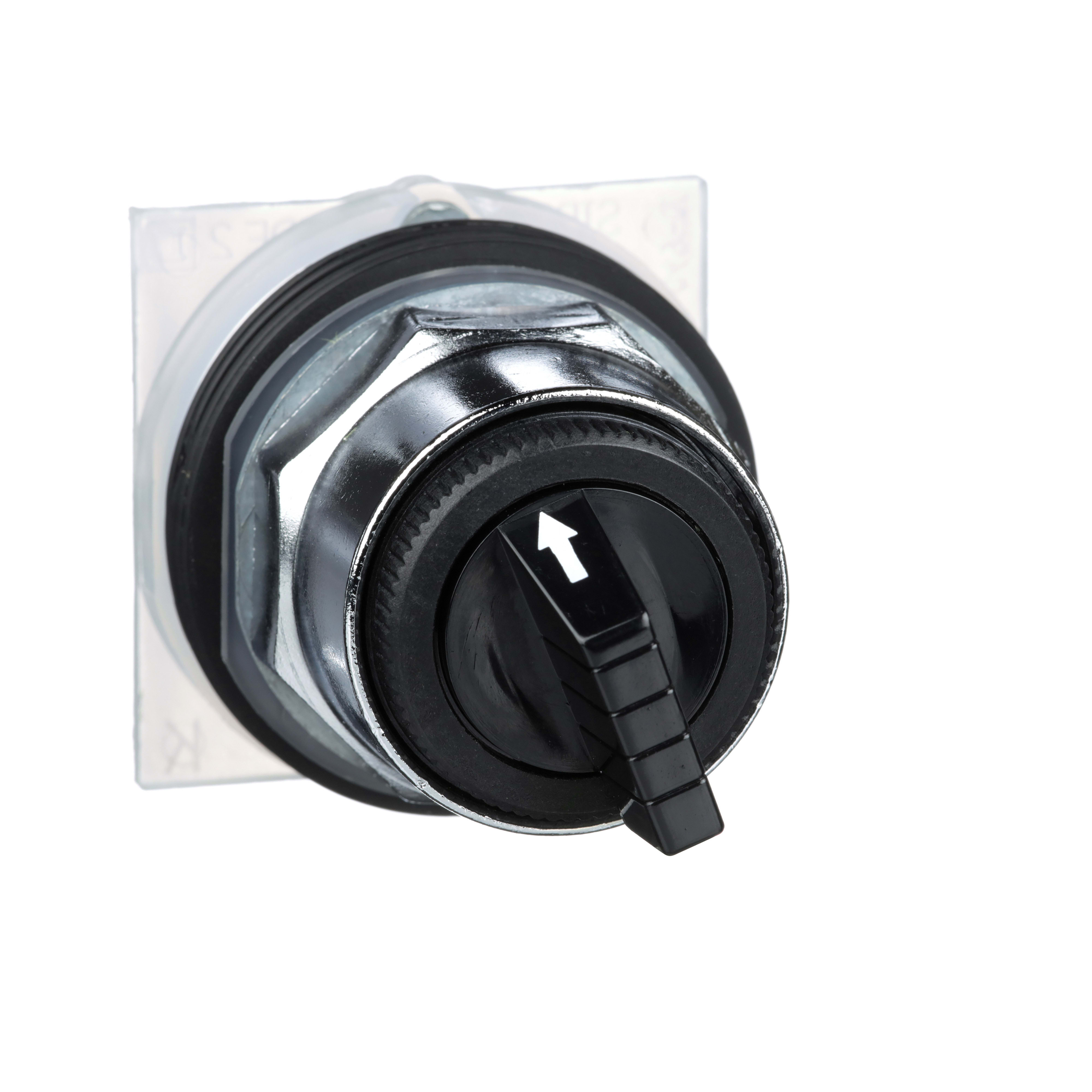 SCHNEIDER ELECTRIC - Testa selettore, Harmony 9001K, metallo, leva standard, nero, 30mm, 4 posizioni fisse