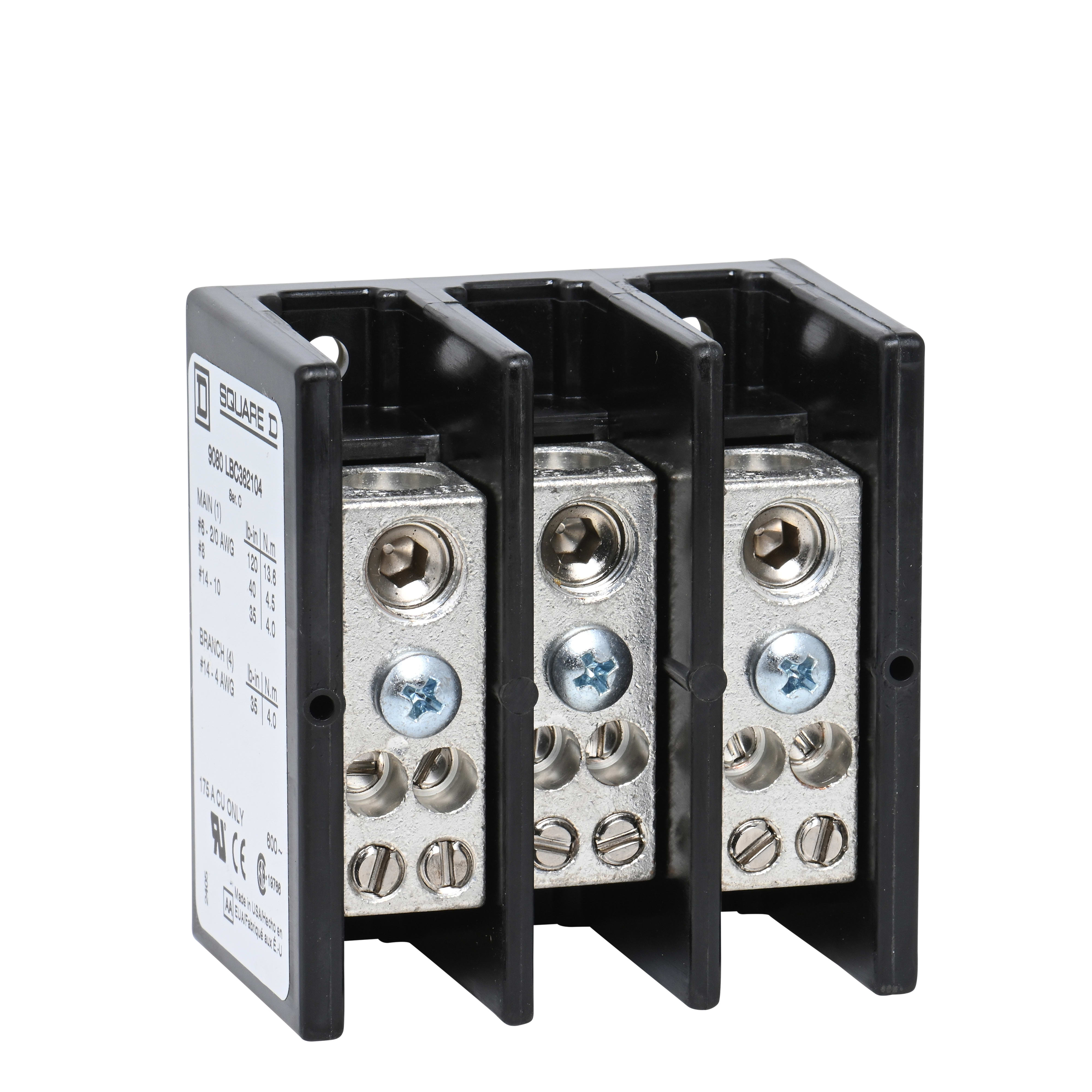 SCHNEIDER ELECTRIC - Blocco di distribuzione alimentazione 600 V 175 A 9080LBC362104