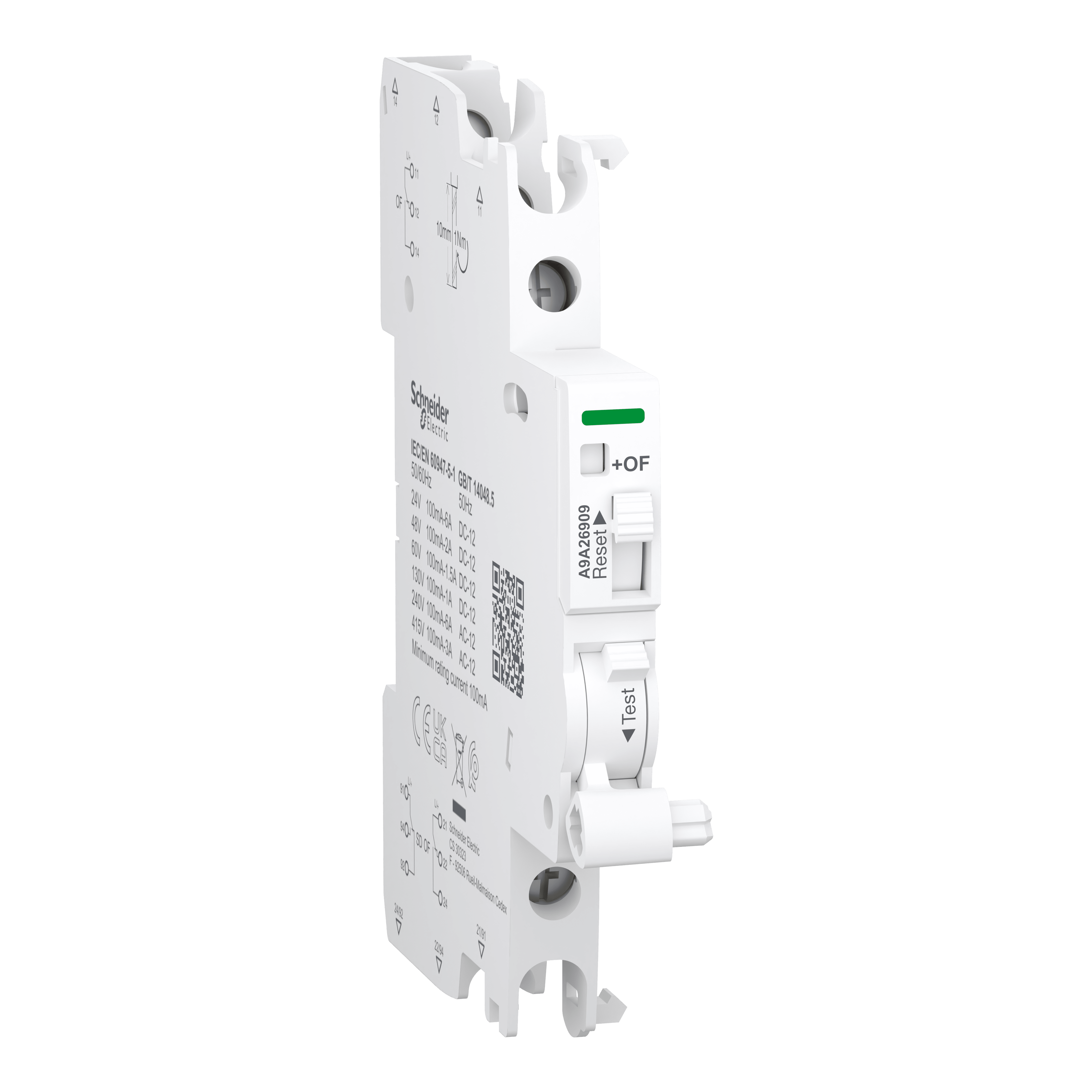 SCHNEIDER ELECTRIC - Contatto ausiliario Acti9 iOF+OF/SD per iC40/C60/iID/iSW-NA/RCA, 100mA to 6A, connessione dall'alto e dal basso