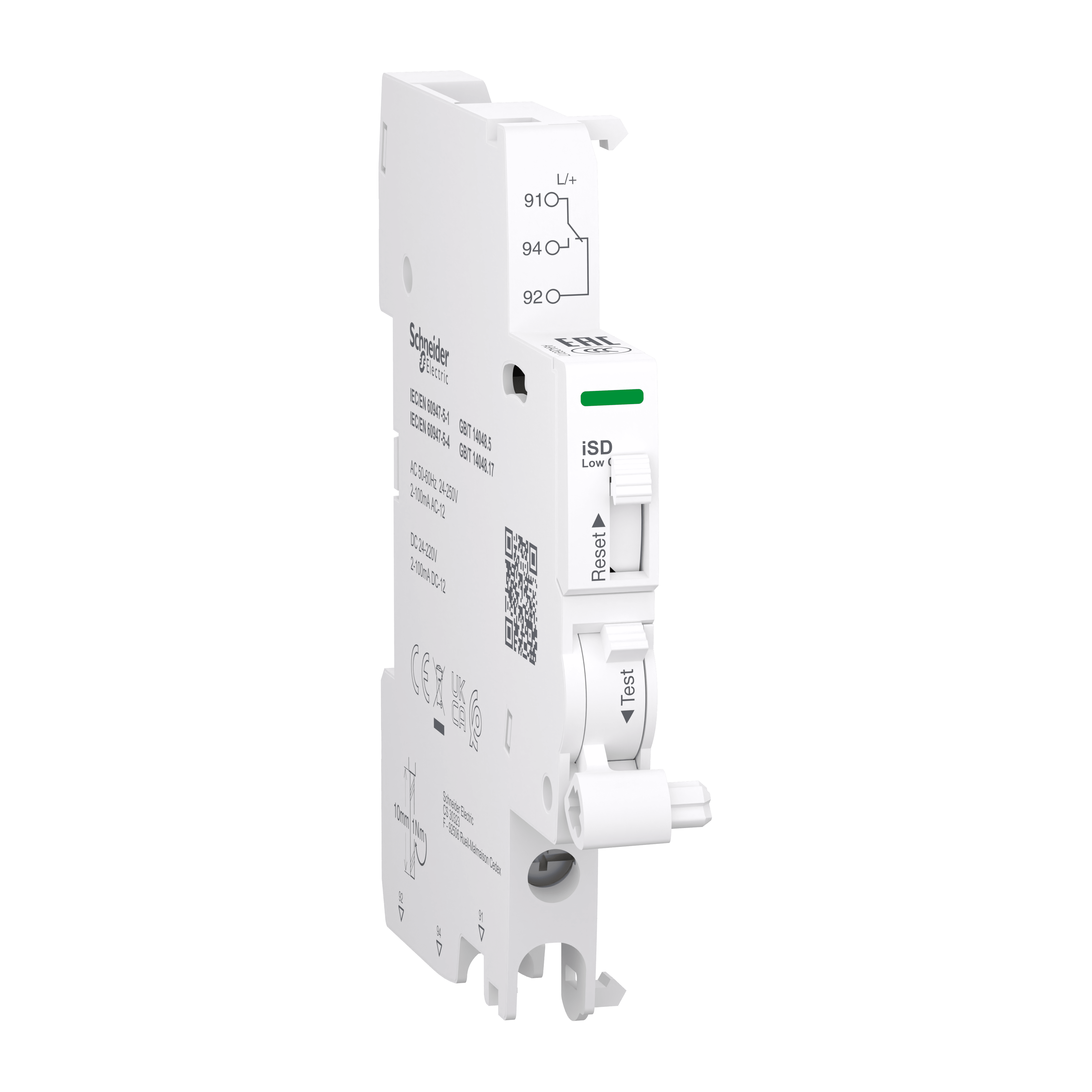 SCHNEIDER ELECTRIC - Contatto ausiliario Acti9 iSD per iC40/iC60/iID/iSW-NA/RCA/ARA, 2mA to 100mA, connessione dal basso