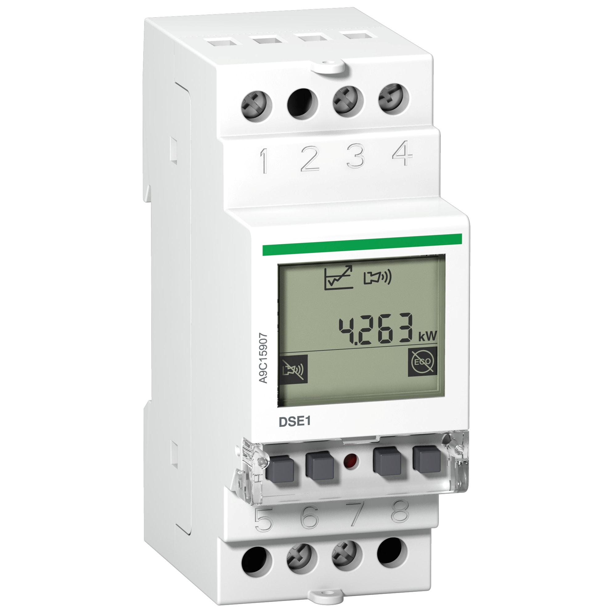 SCHNEIDER ELECTRIC - Controllo carichi, Acti9, DSE, 1P, controllo a cascata, 3,5..32 A +/- 1%, 230 V CA +/- 10 % a 50/60 Hz A9C15907