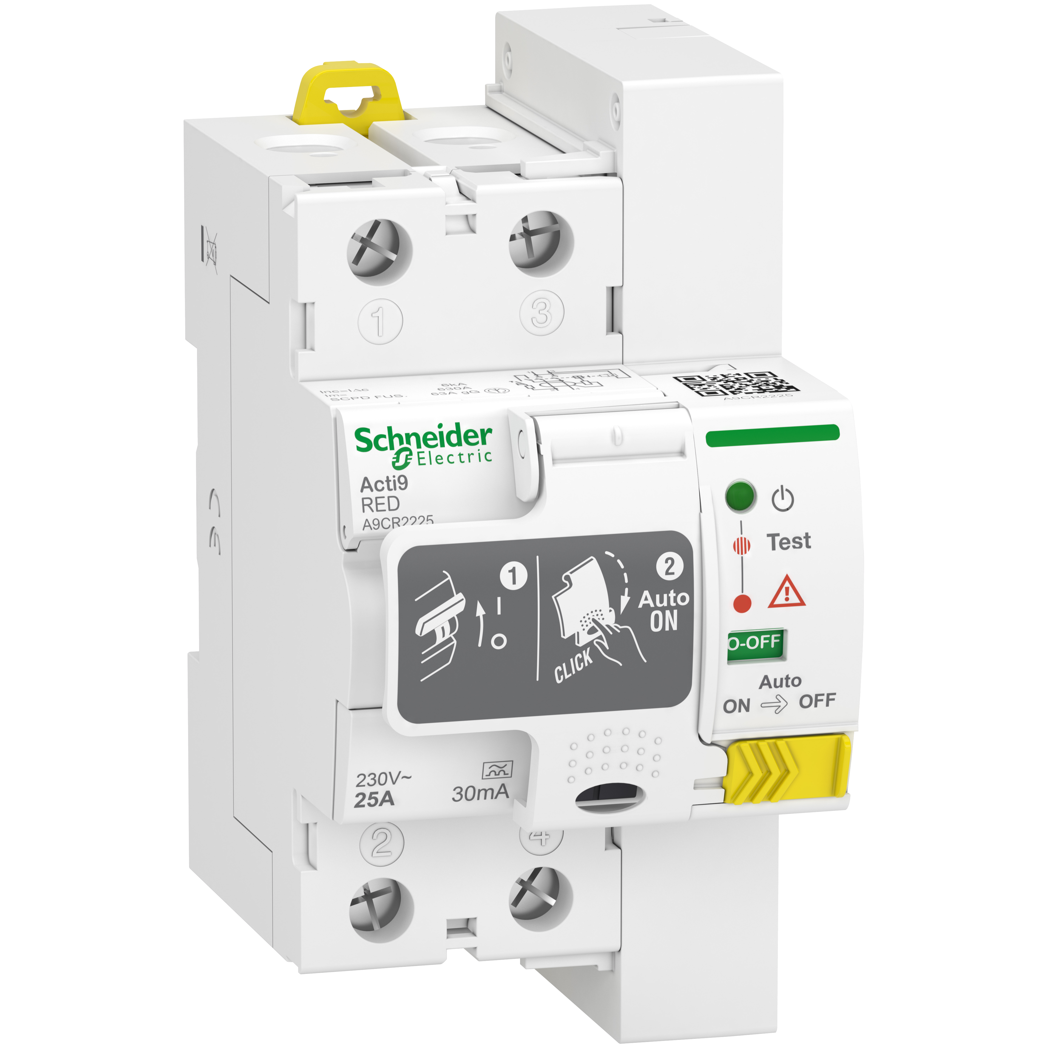 SCHNEIDER ELECTRIC - Interruttore differenziale a riarmo automatico RED, 2P, 25A, 30mA, Tipo A A9CR2225